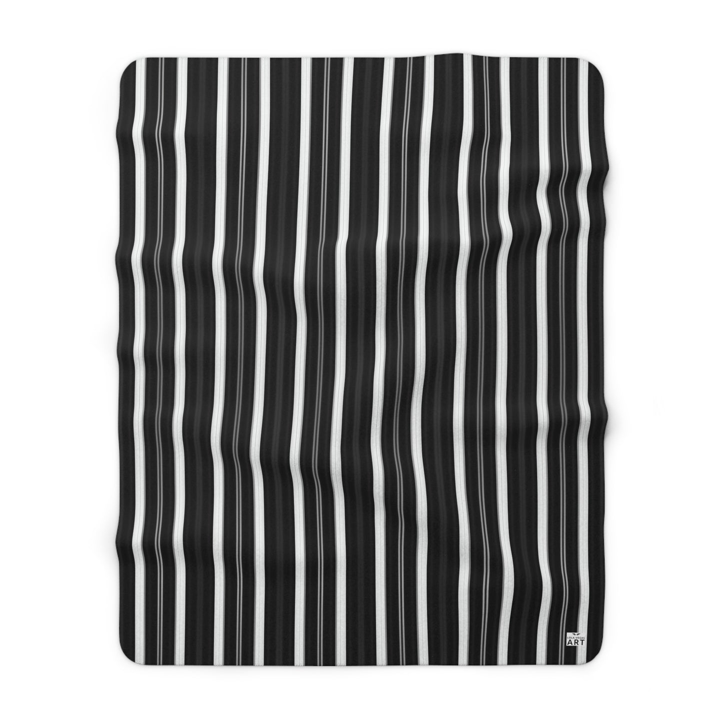 Black White Vertical Stripes Sherpa Blanket | Cozy Monochrome Throw