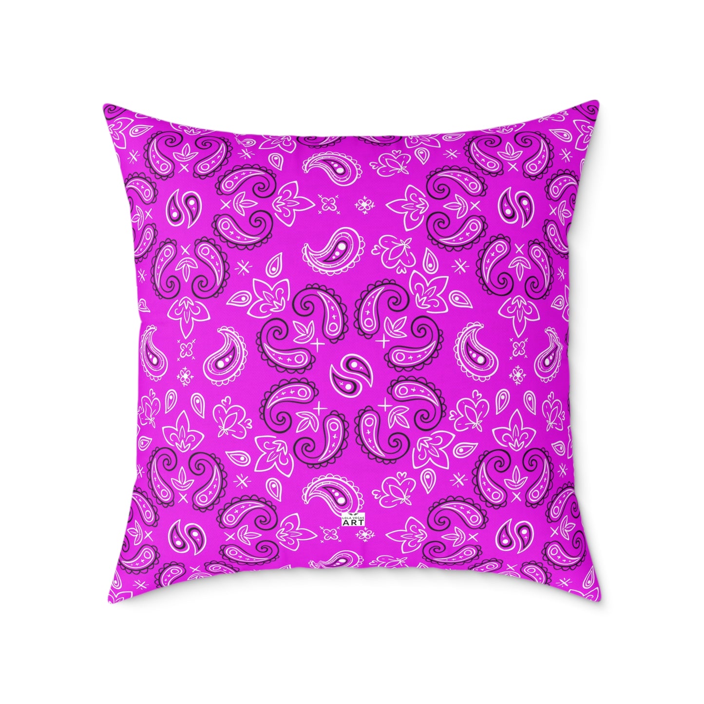 Purple Paisley Pattern Pillow | Square Poly Canvas Pillow