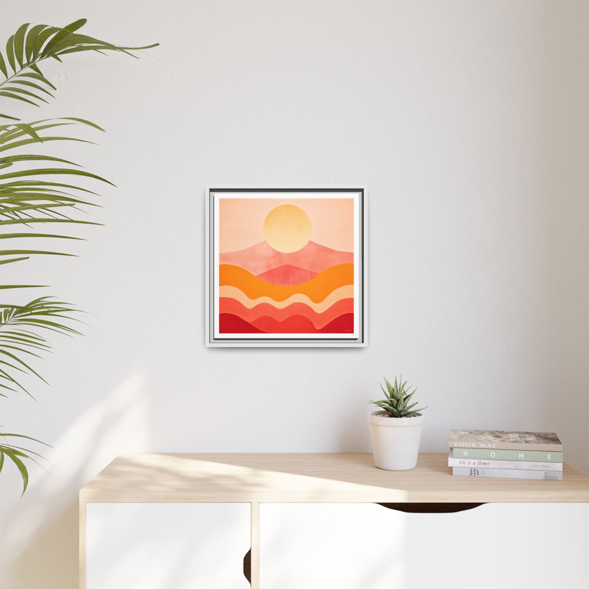 Sunset Mountain Matte Canvas Art Print, Framed Wall Decor, Boho Home Decoration, Gift for Nature Lovers, Colorful Landscape - LOLA VEGAS ART