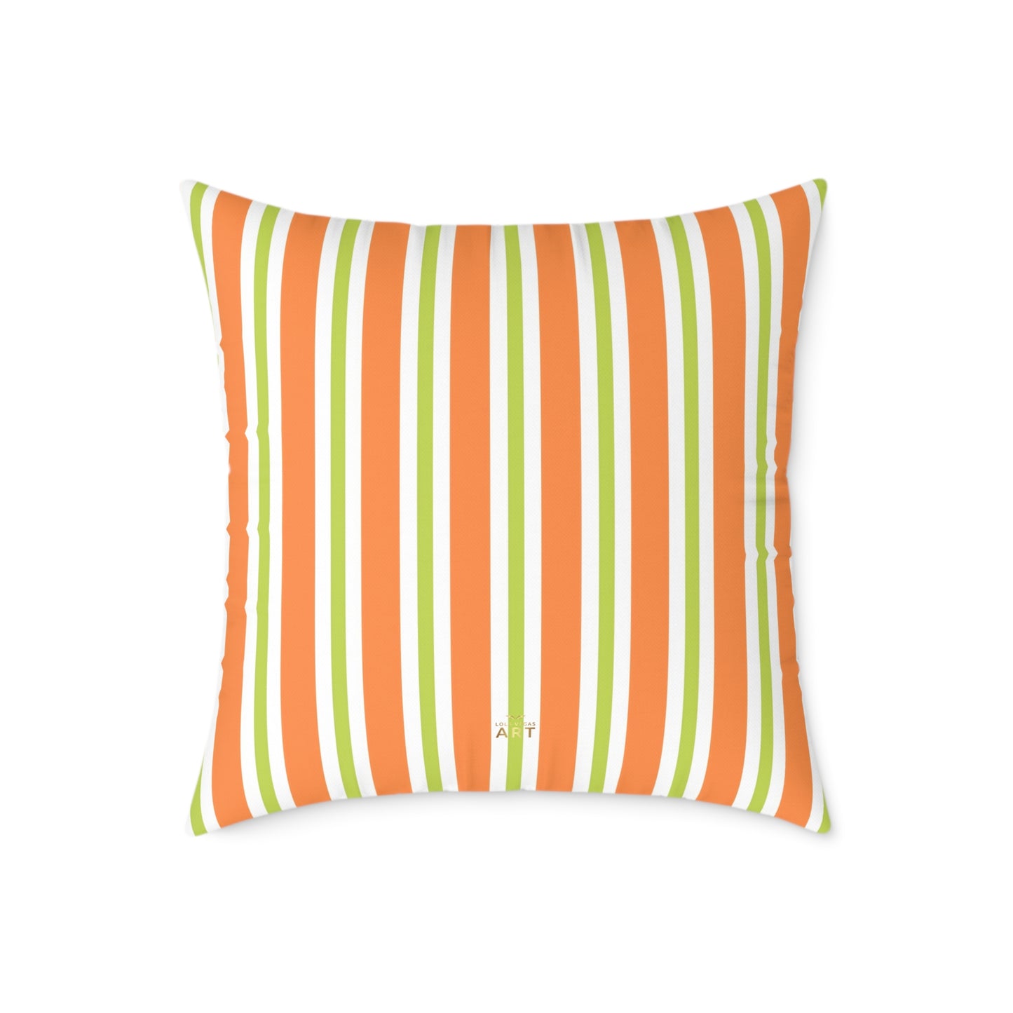 Orange Green Stripe Square Pillow | Striped Throw Pillow
