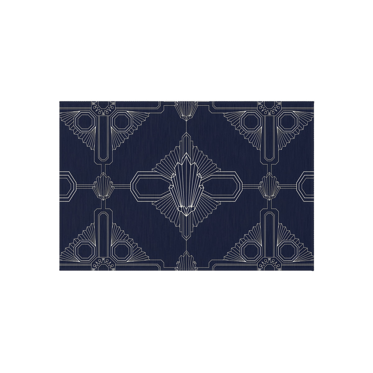Art Deco Geometric Outdoor Rug | Navy Patterned Patio Mat