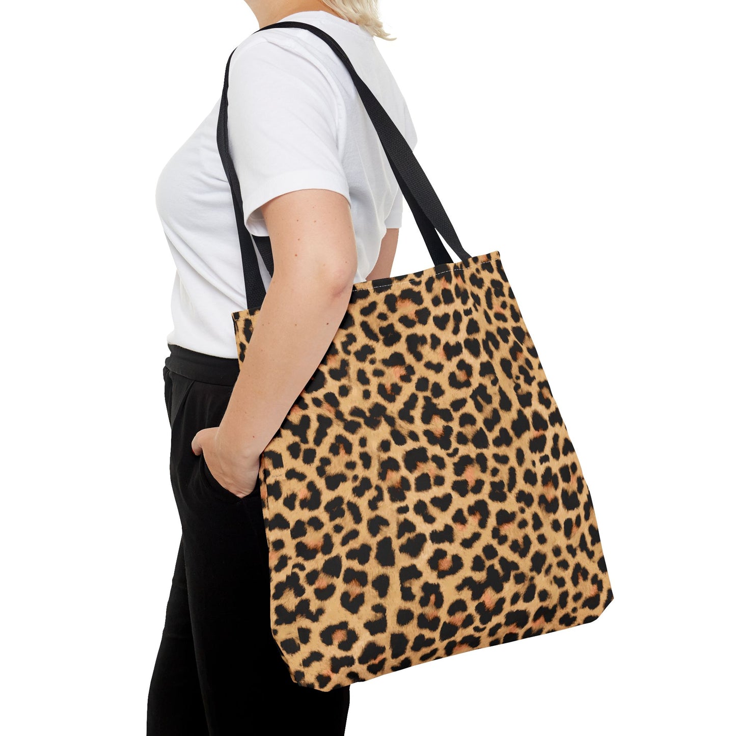 Leopard Print Tote Bag - Trendy and Chic Handbag in Three Sizes, Animal Print Shoulder Bag, Stylish Carryall, Black Handle Purse,