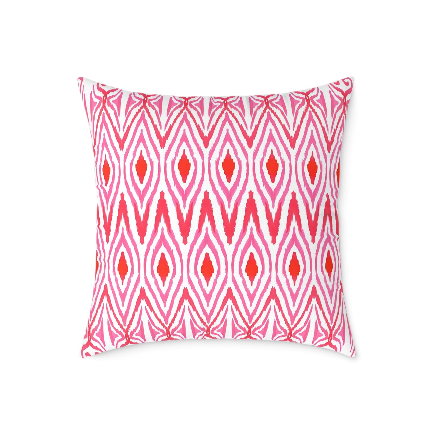 Pink Orange White Ikat Diamond Pattern Pillow | Geometric Throw Pillow