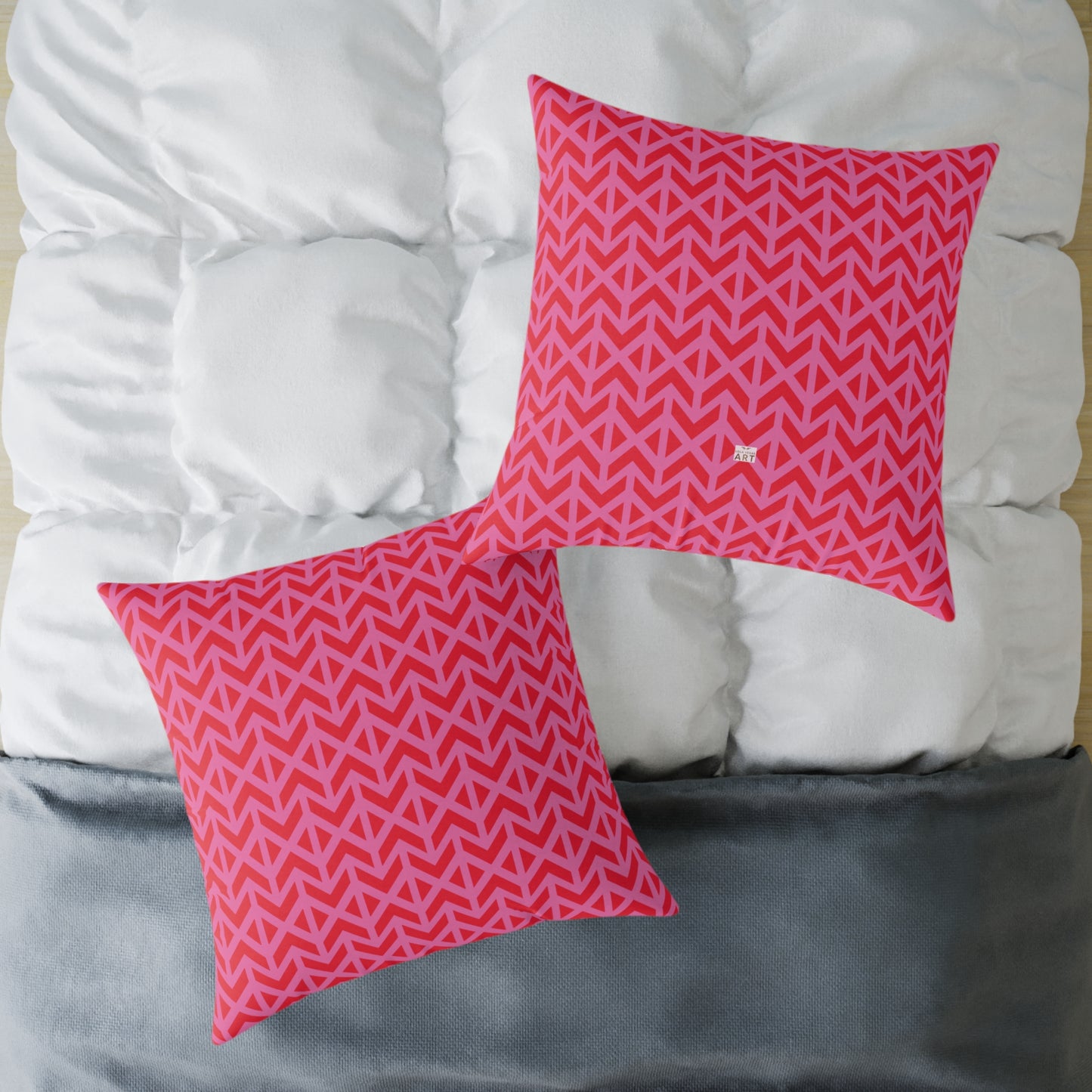 Pink Red Chevron Pattern Square Pillow | Geometric Throw Pillow
