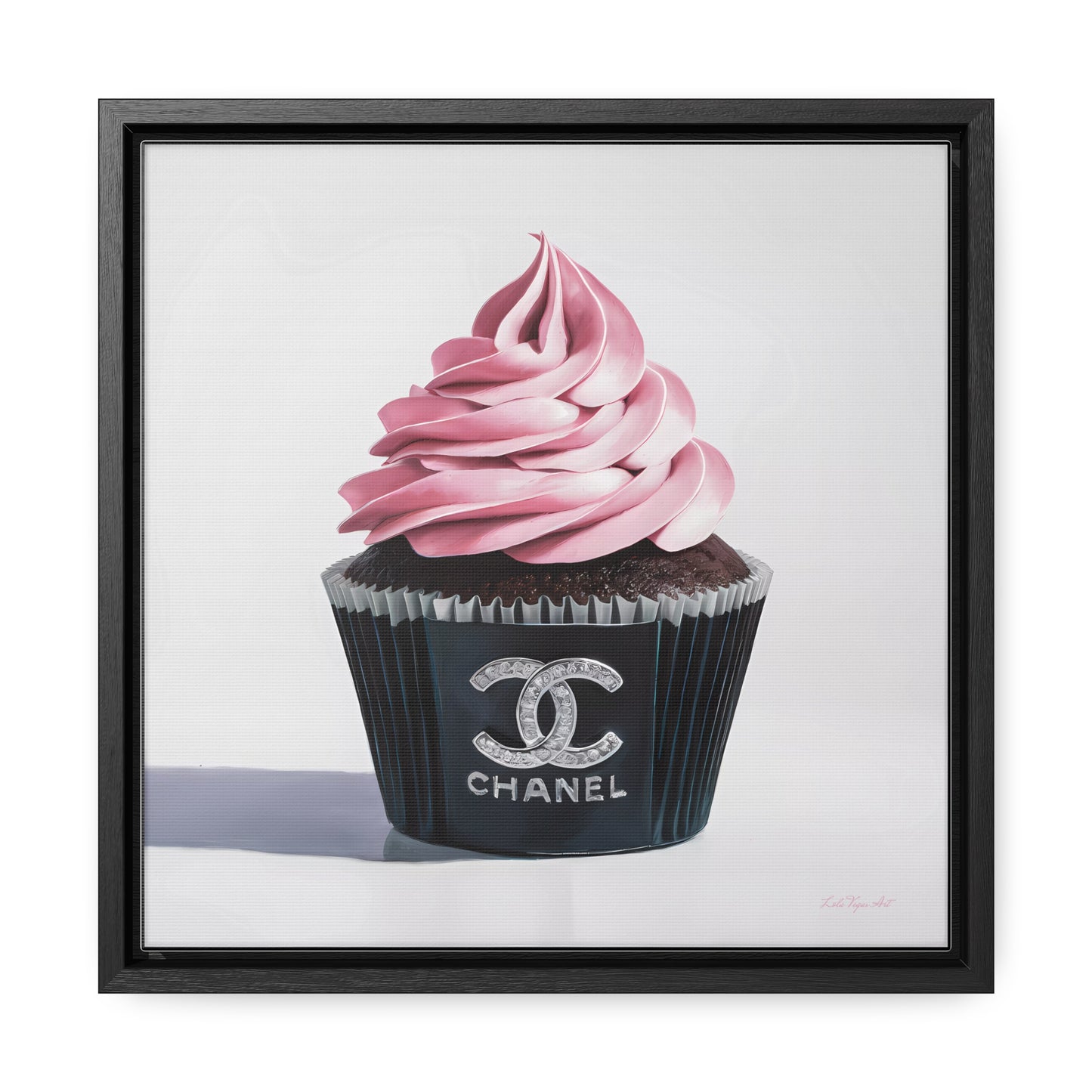 Fashionista Glam Canvas Wall Art, Girly Room Decor, Pink Cupcake Square Frame, Chanel Inspired, Gallery Canvas Wraps, Square Frame Wall