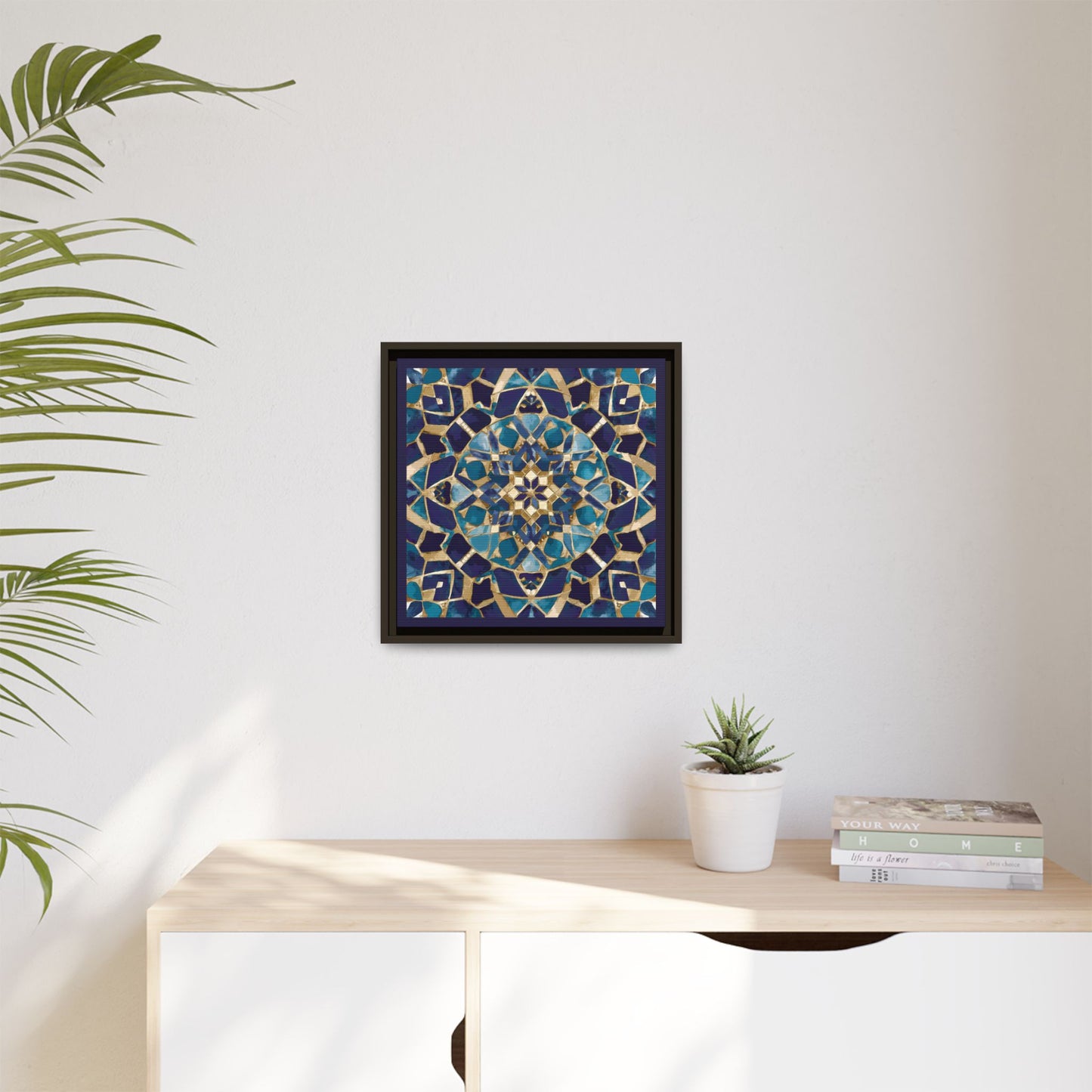 Framed Blue Moroccan Mosaic Wall Art — Matte Canvas Print