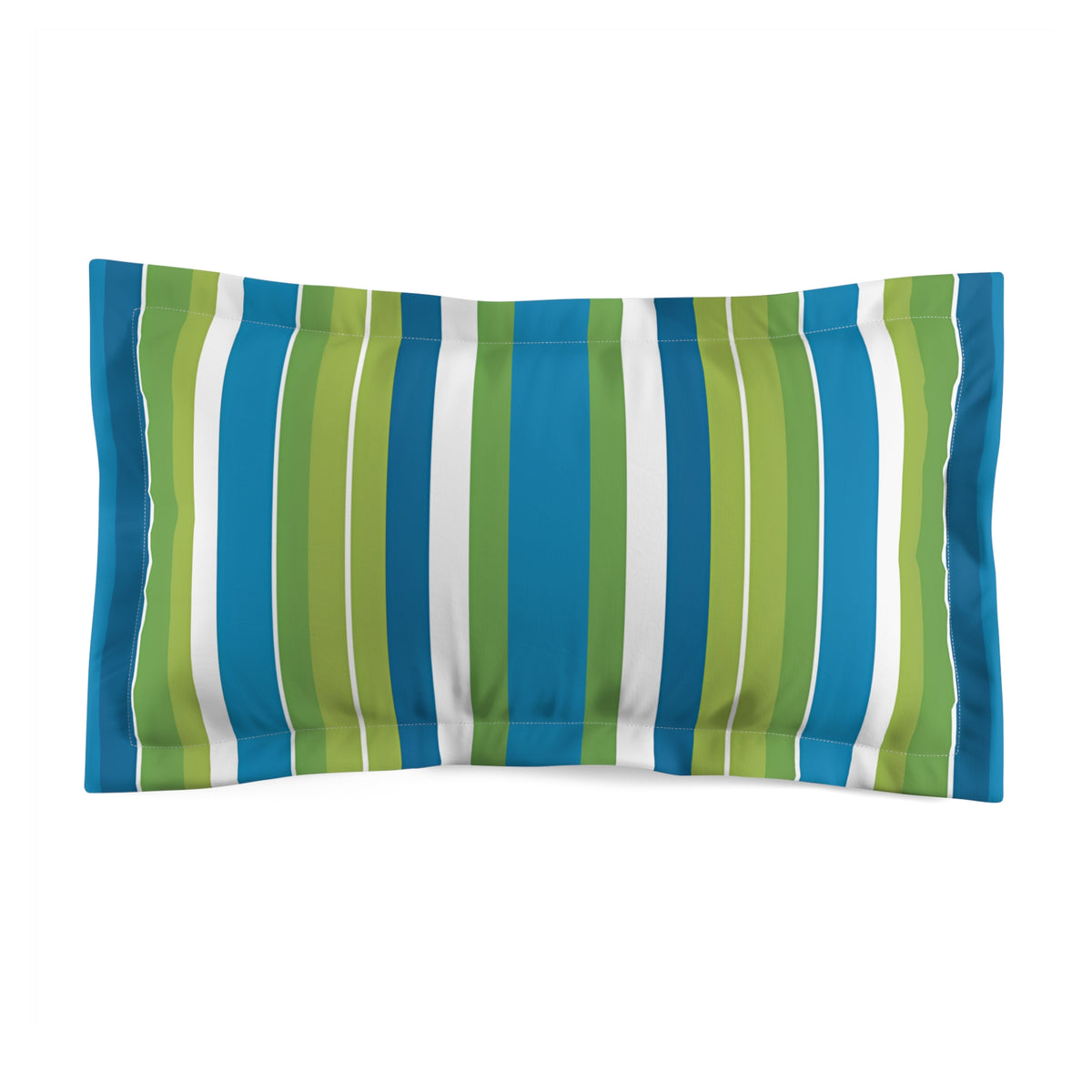 Blue Green Vertical Stripes pillow sham | Microfiber