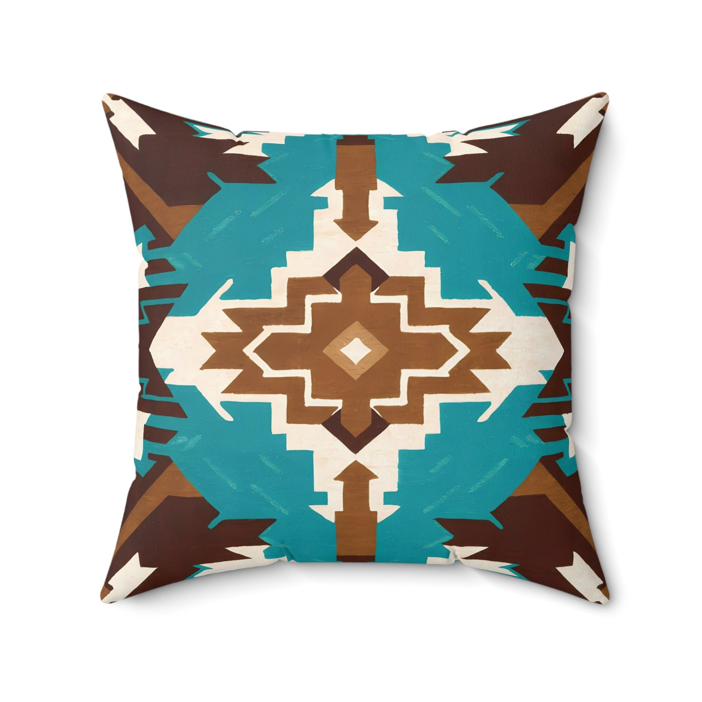 Square Pillow Ethnic Southwest Native American Boho Home Decor Brown Turquoise