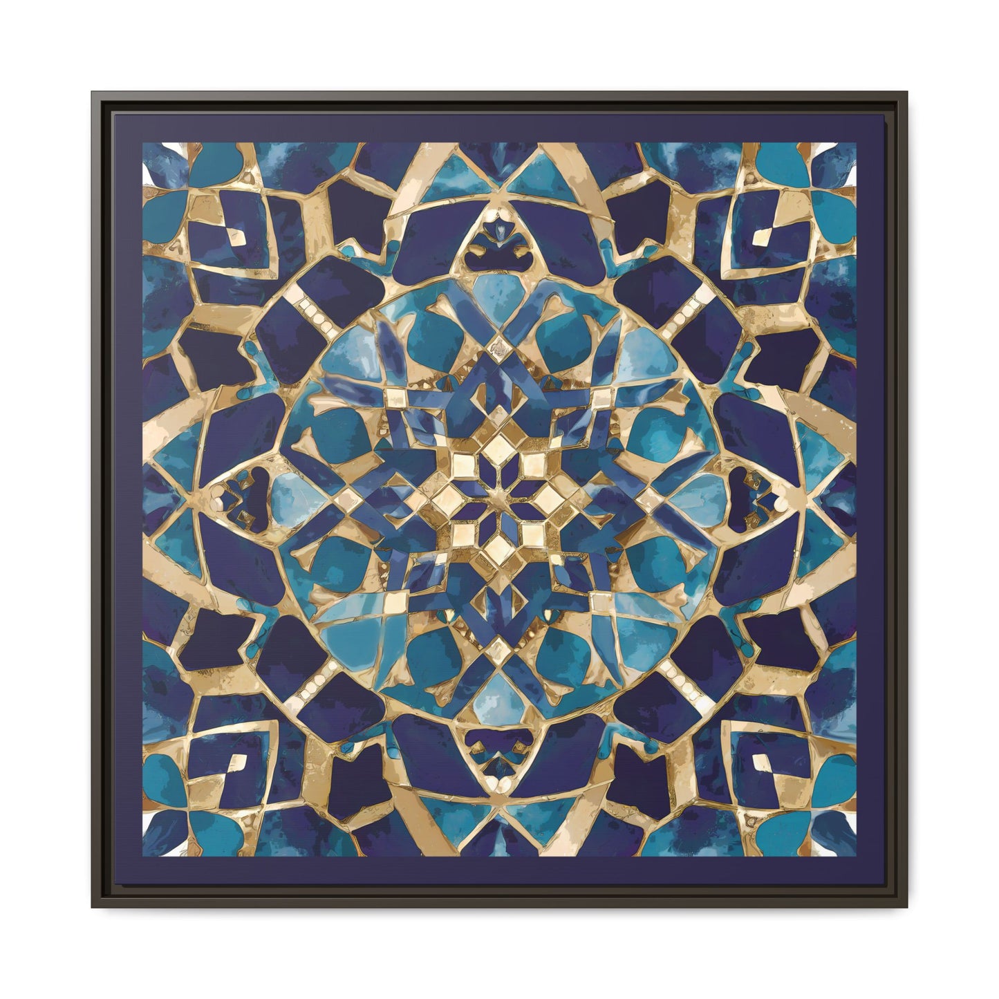 Framed Blue Moroccan Mosaic Wall Art — Matte Canvas Print