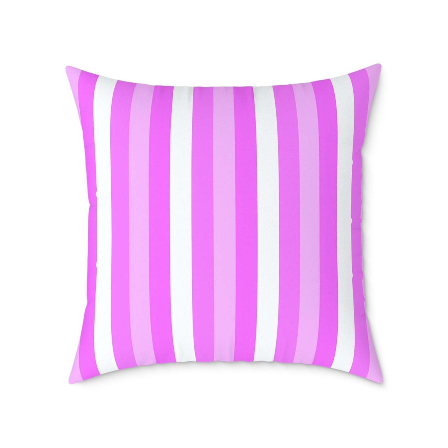 Pink White Stripe Pattern Square Pillow | Poly Canvas Pillow