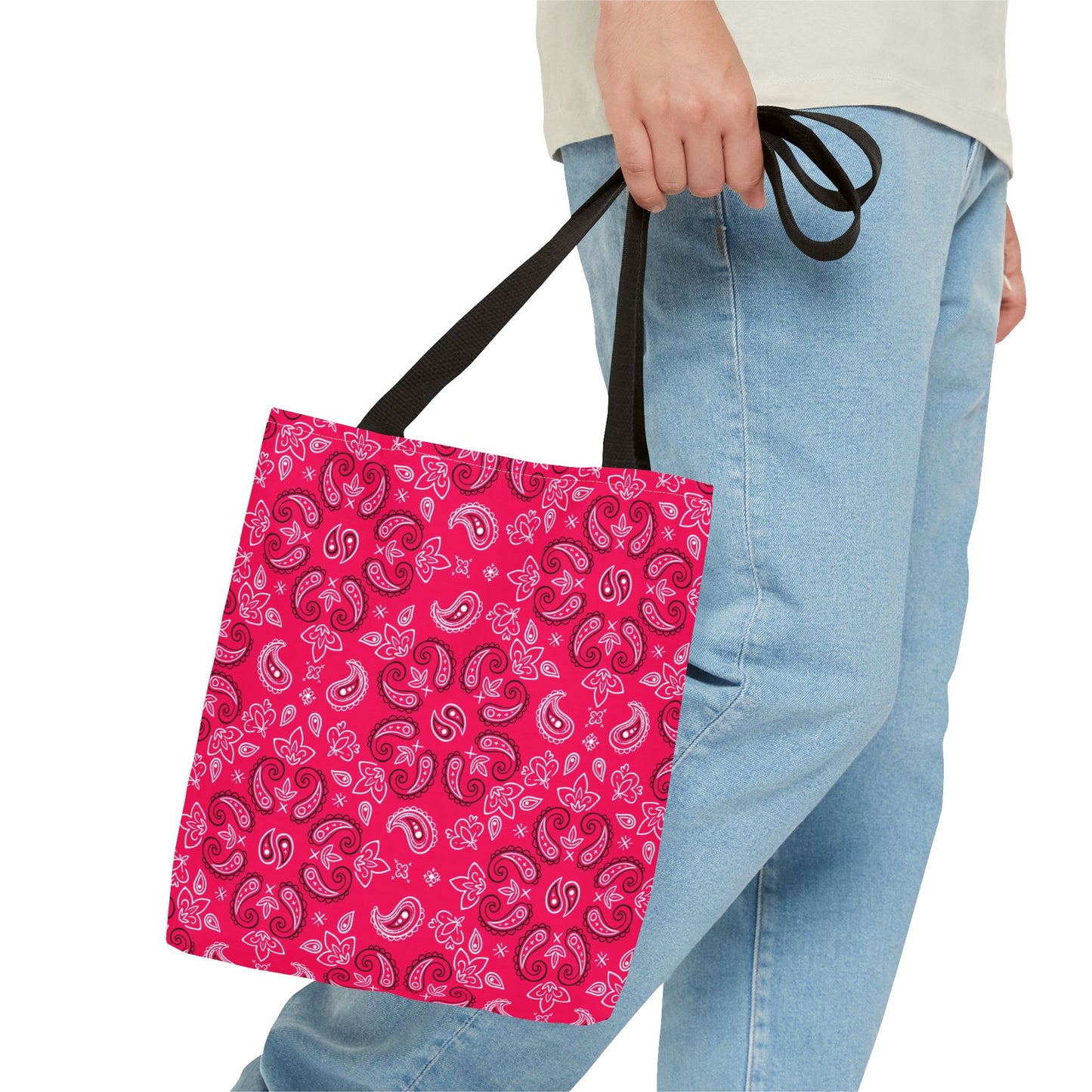 Rose-Red Paisley Pattern Tote Bag | All-Over Print