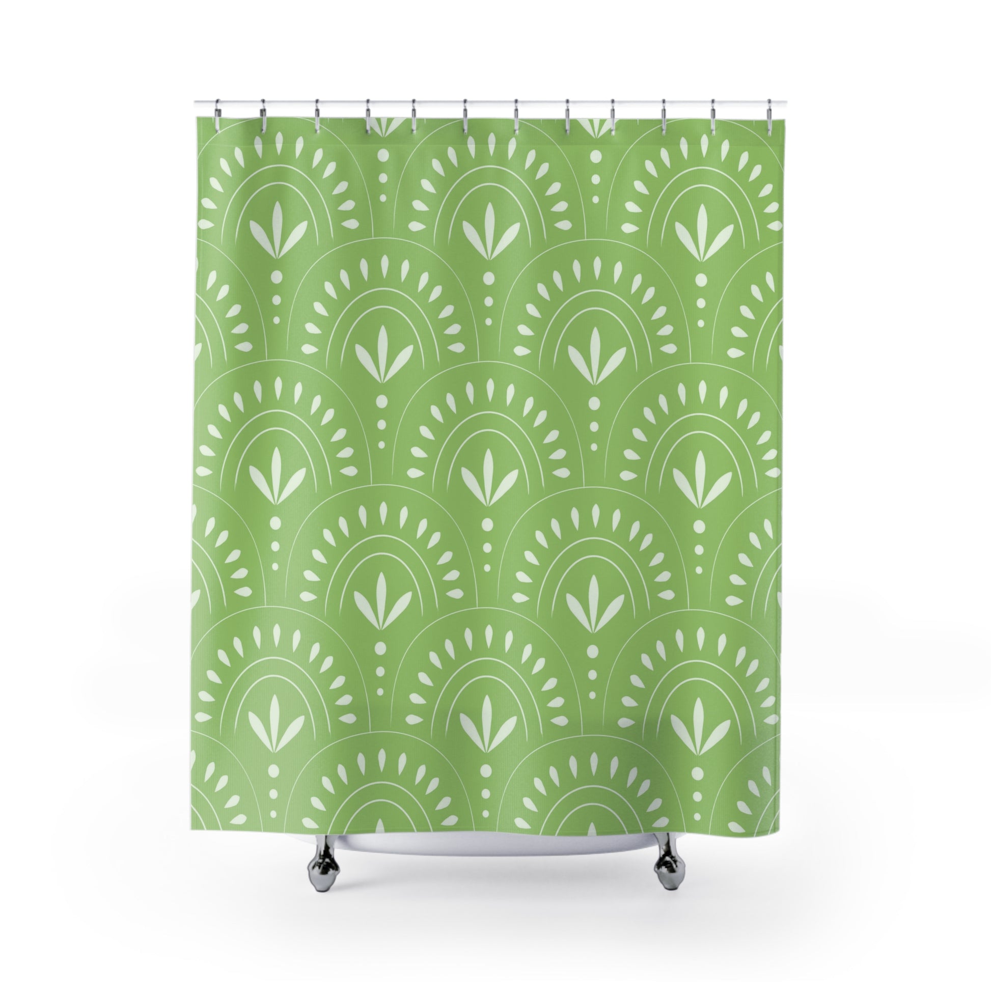 Botanical Shower Curtain, Boho Bathroom Decor, Nature-Inspired Home Accent, Green Leaf Design, Eco-Friendly Gift Idea, Modern Decoration - LOLA VEGAS ART