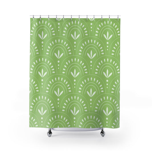 Botanical Shower Curtain, Boho Bathroom Decor, Nature-Inspired Home Accent, Green Leaf Design, Eco-Friendly Gift Idea, Modern Decoration - LOLA VEGAS ART