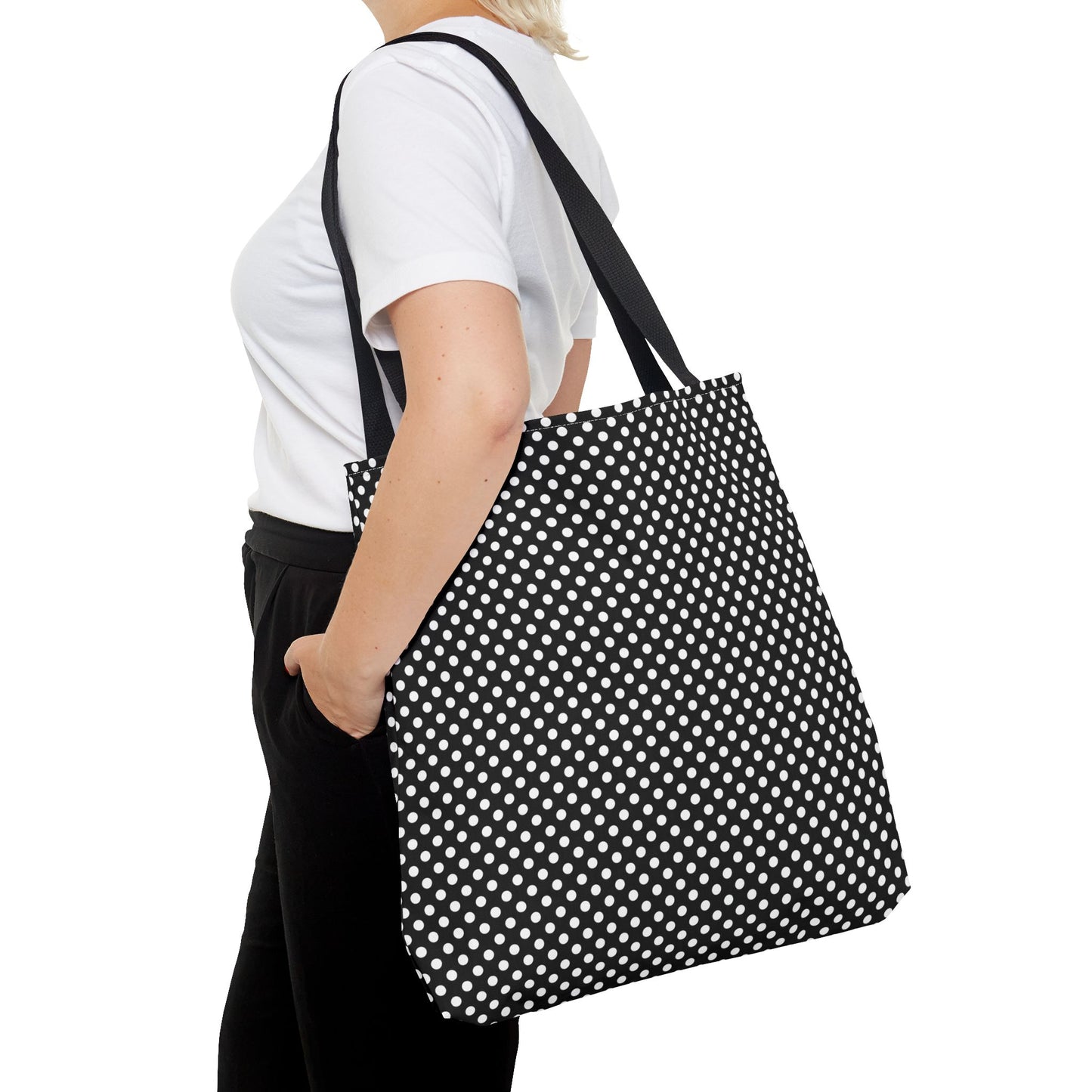 Classic Black and White Polka Dot Tote Bag - Versatile Canvas Bag for Shopping, Beach, Gym, Travel, Everyday Use, Eco-Friendly Bag - LOLA VEGAS ART