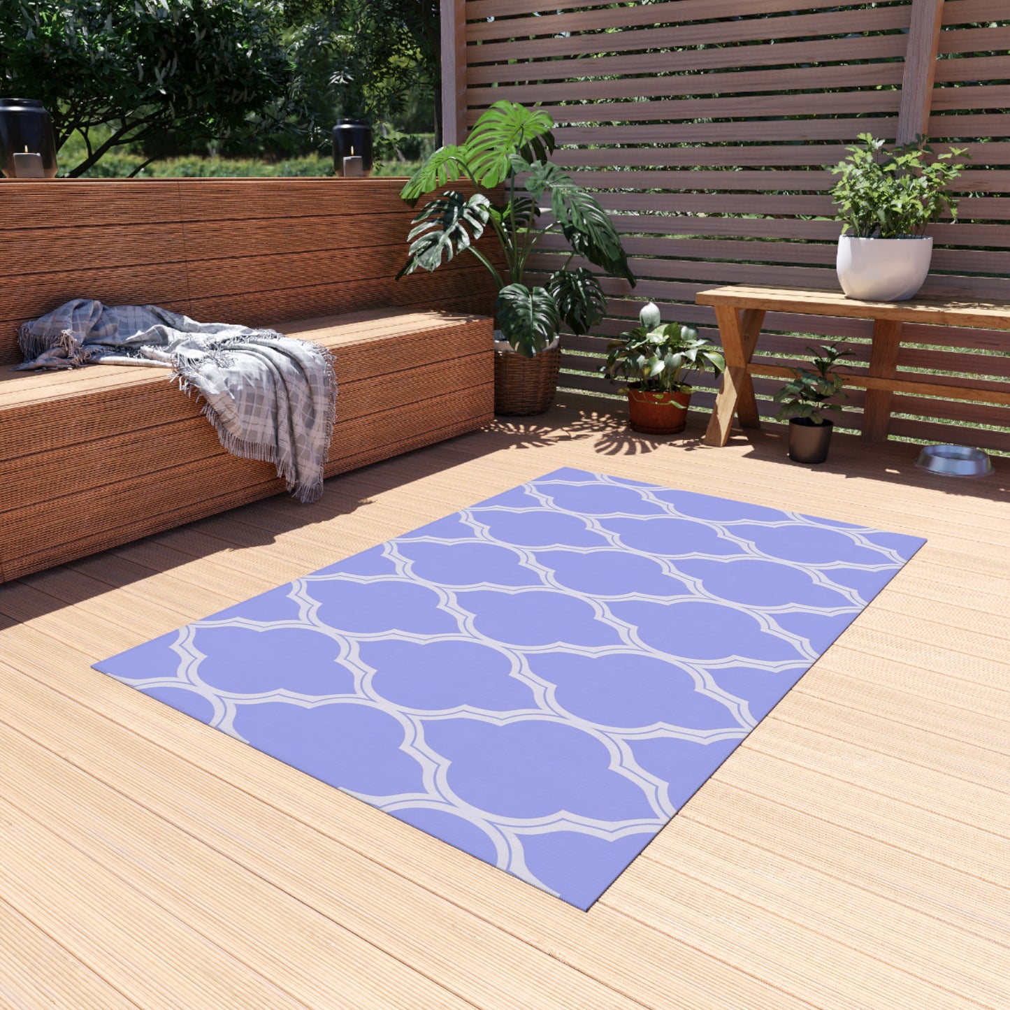 Lavender Moroccan Trellis Outdoor/Indoor Rug | Patio Mat