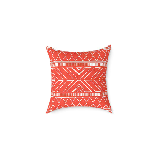 Tribal Geo Pattern Square Pillow | Orange Aztec Throw Pillow