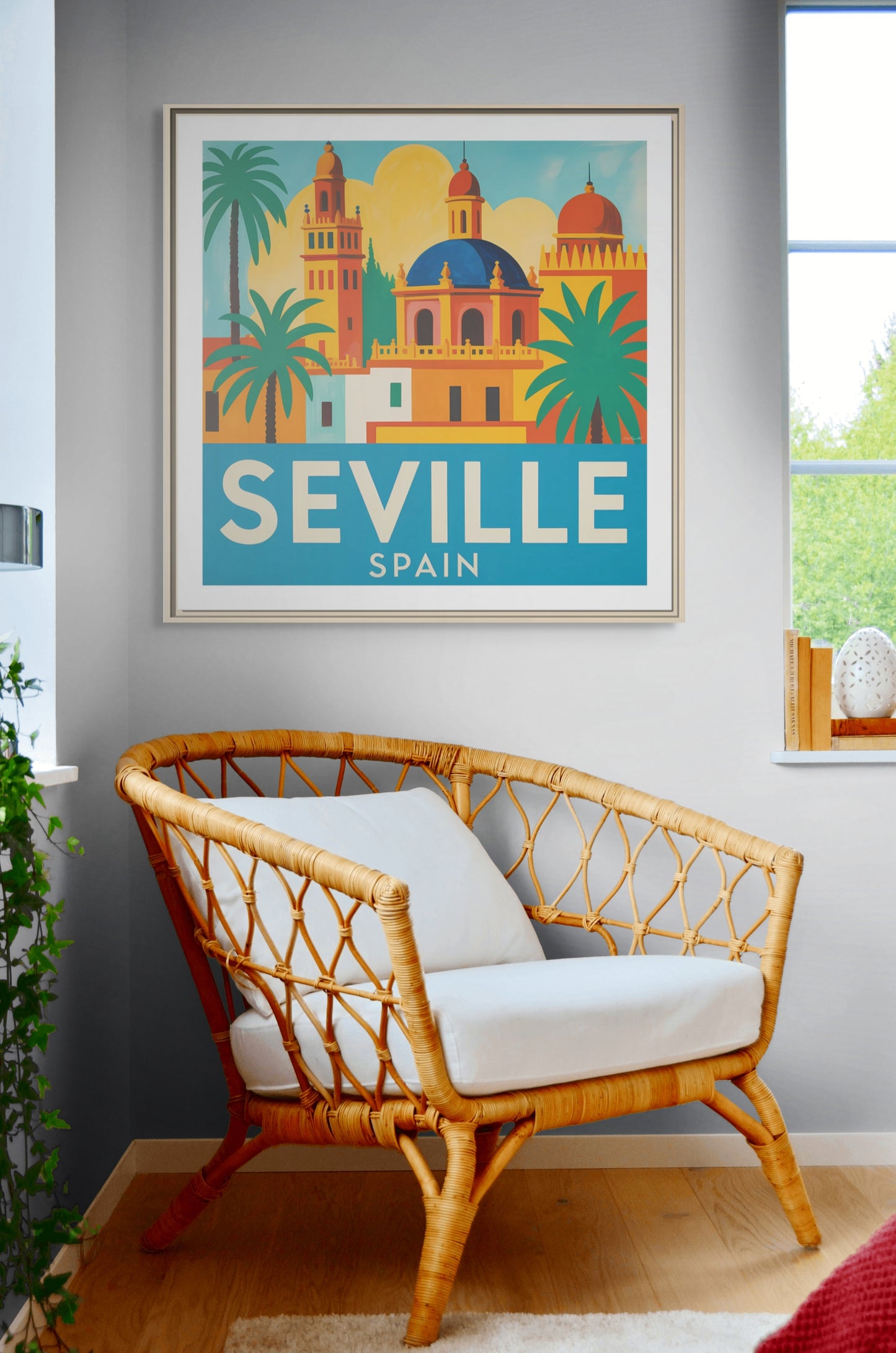 Seville Spain Vintage Travel Look Matte Canvas Wall Art Framed