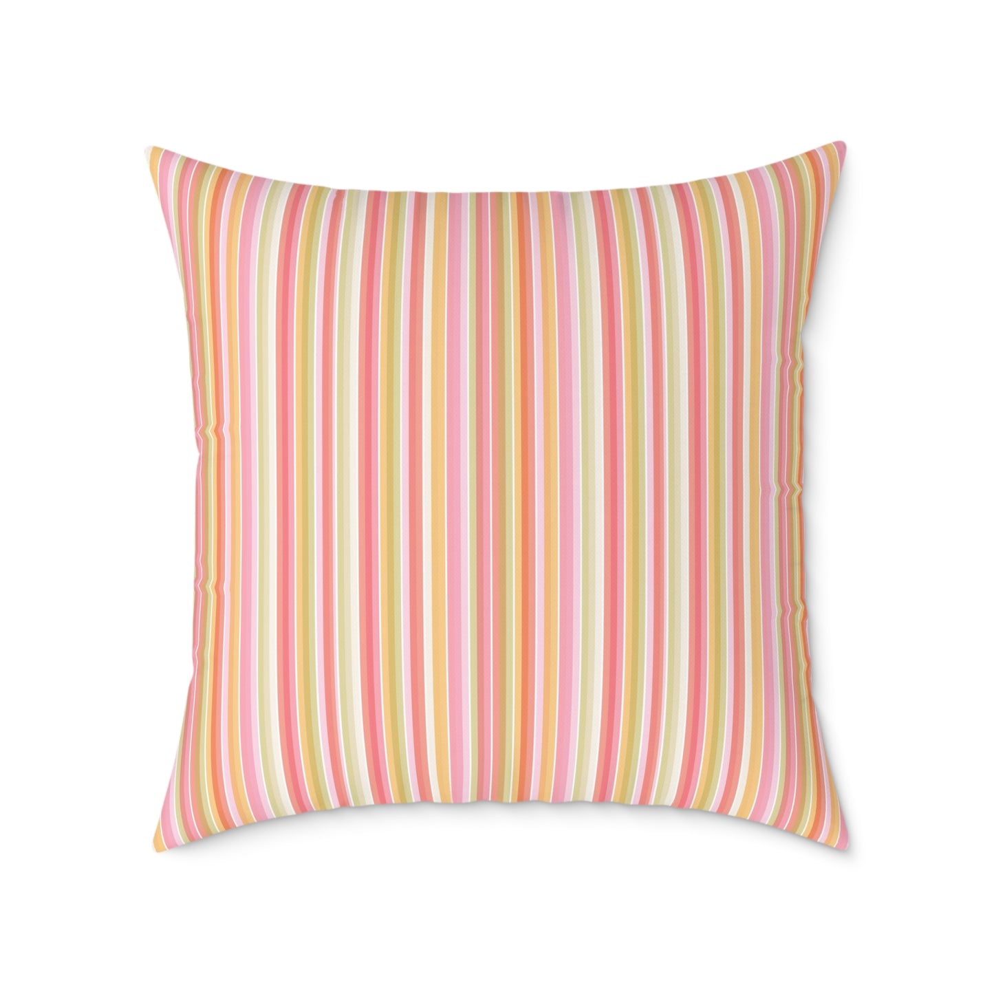 Pastel Stripe Square Pillow | Pink Yellow Green Striped Decorative Pillow
