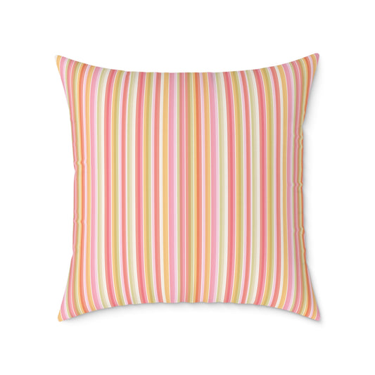 Pastel Stripe Square Pillow | Pink Yellow Green Striped Decorative Pillow
