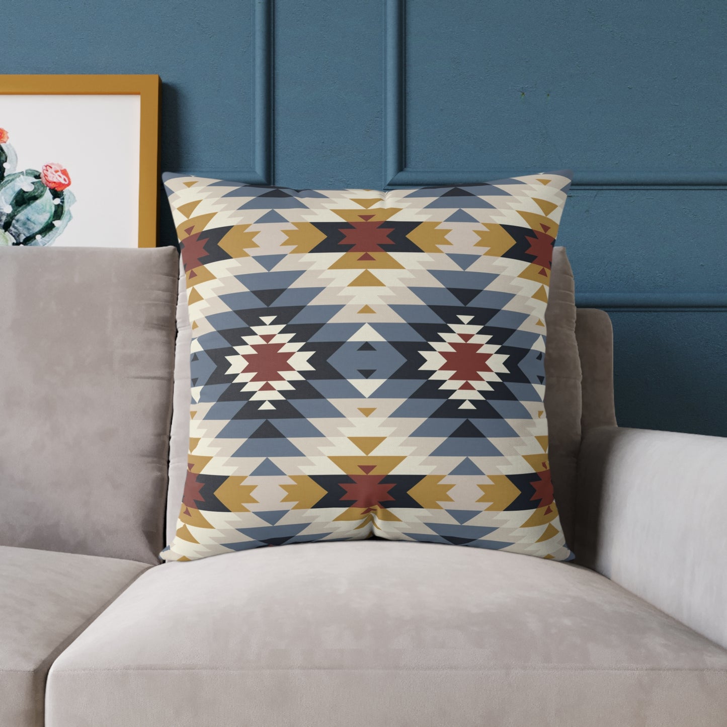 Southwestern Aztec Geometric Square Pillow | Canvas Pillow