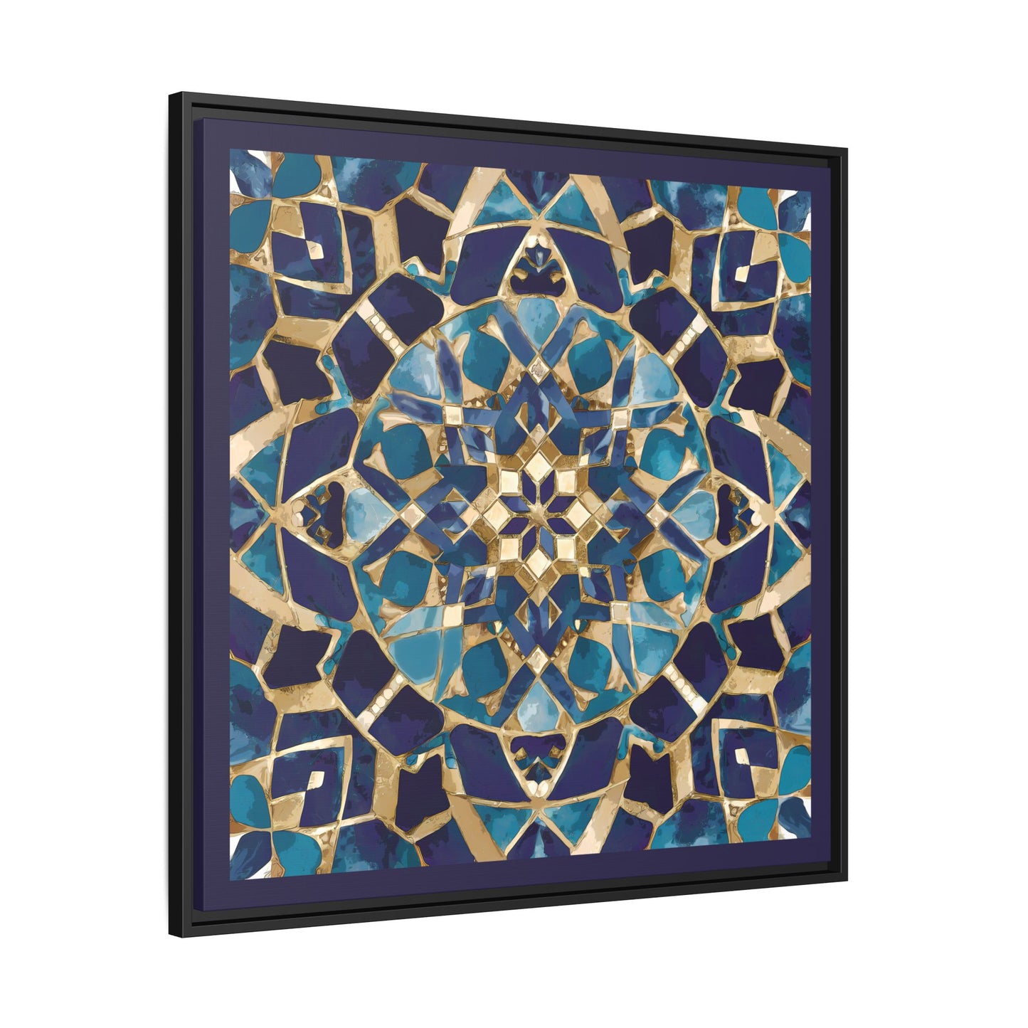 Framed Blue Moroccan Mosaic Wall Art — Matte Canvas Print