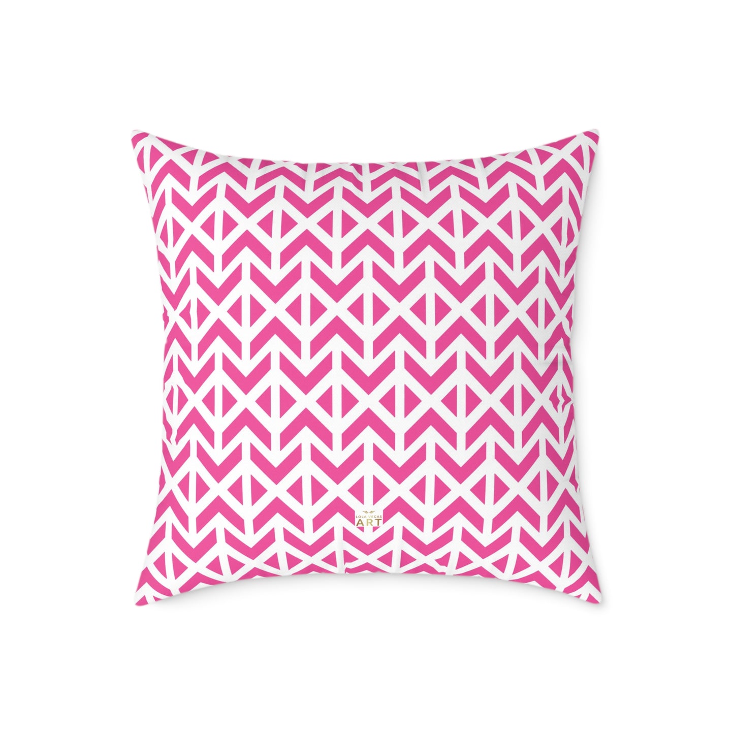 Pink White Chevron Pattern Square Pillow | Geometric Throw Cushion