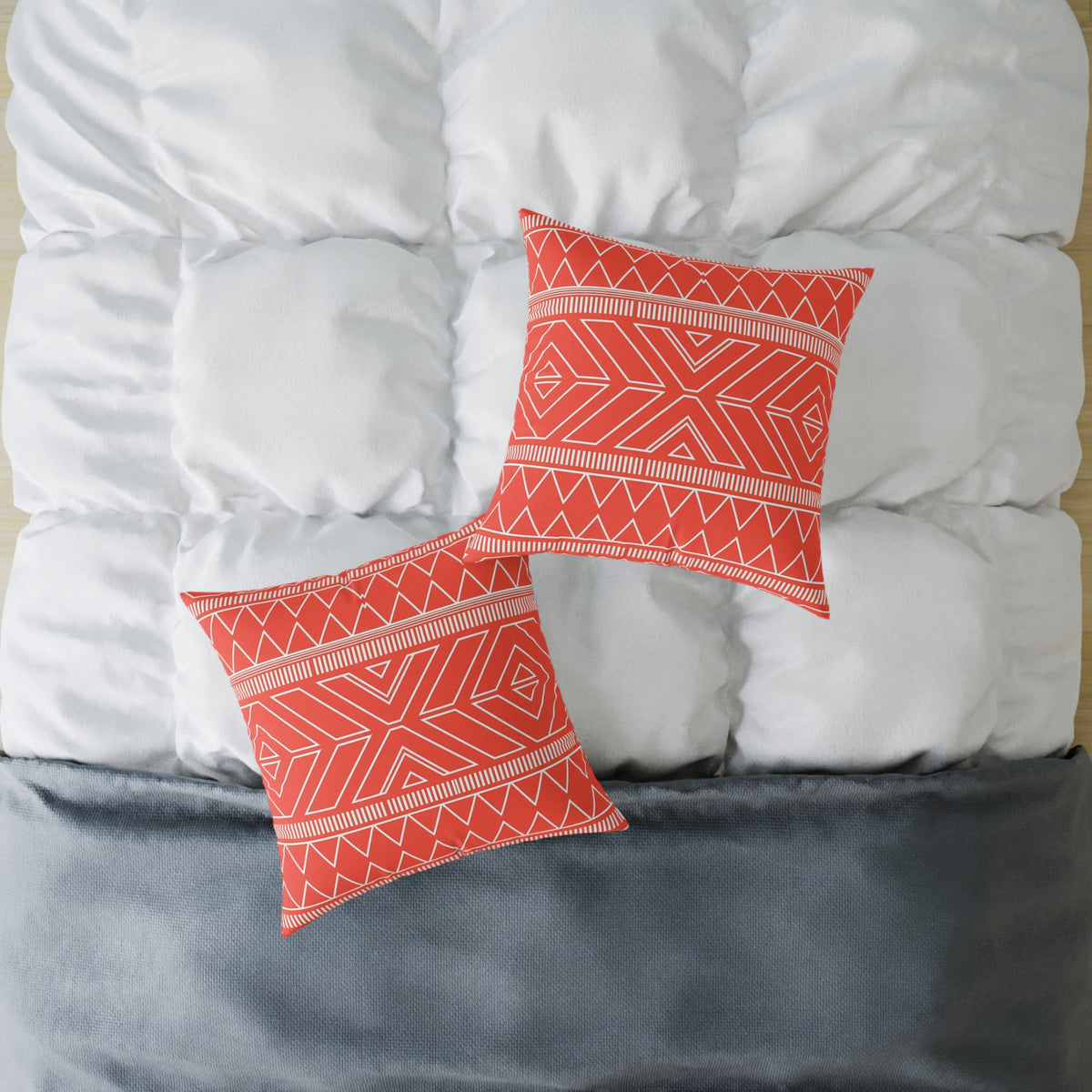 Tribal Geo Pattern Square Pillow | Orange Aztec Throw Pillow