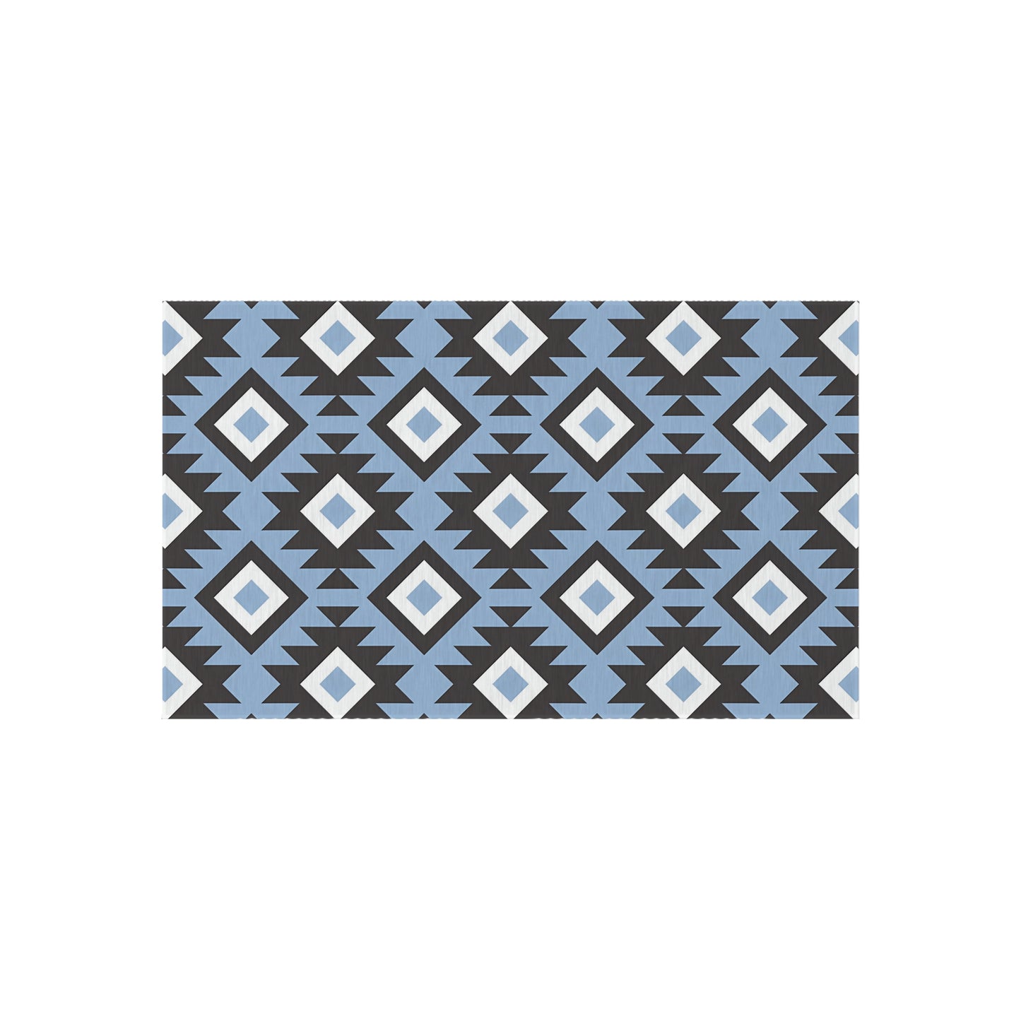 Southwestern Diamond Pattern Outdoor/Indoor Rug | Blue Black Geometric Patio Mat