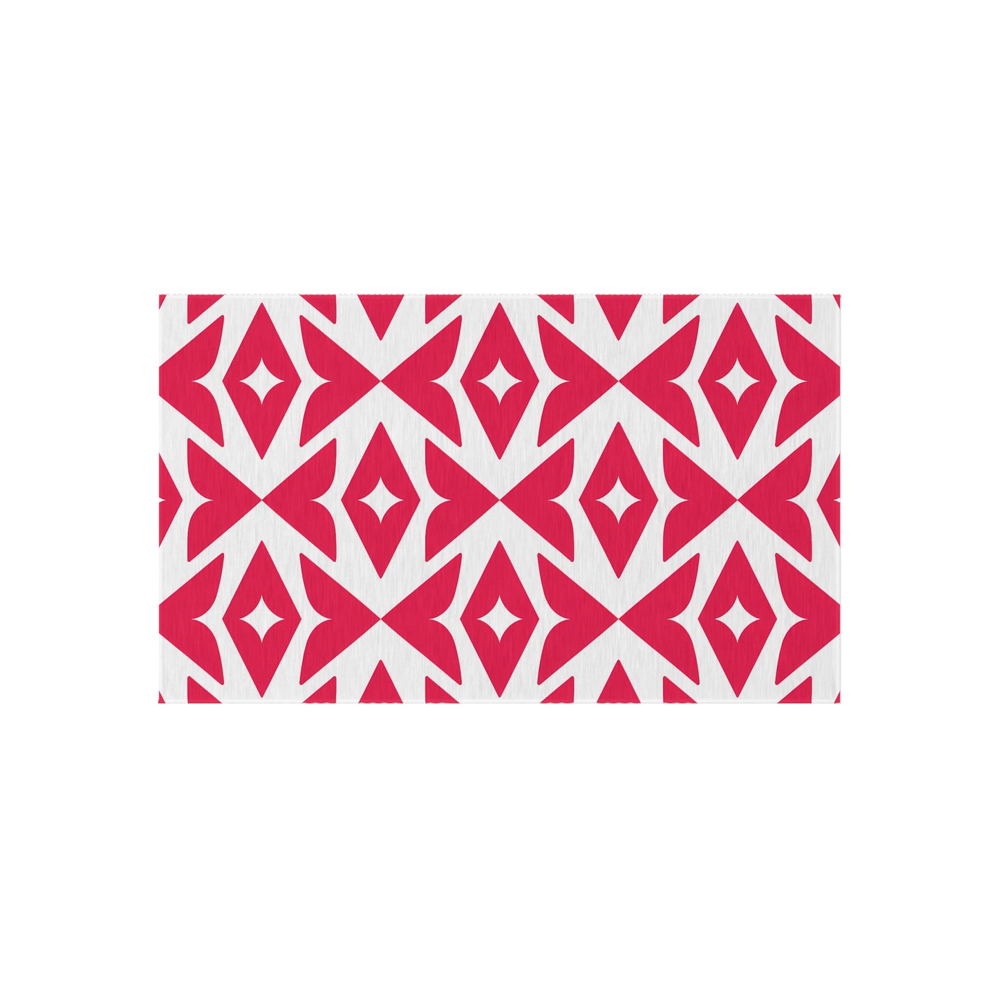 Rosey-Red Geometric Diamond Pattern Outdoor/Indoor Rug | Modern Patio Mat