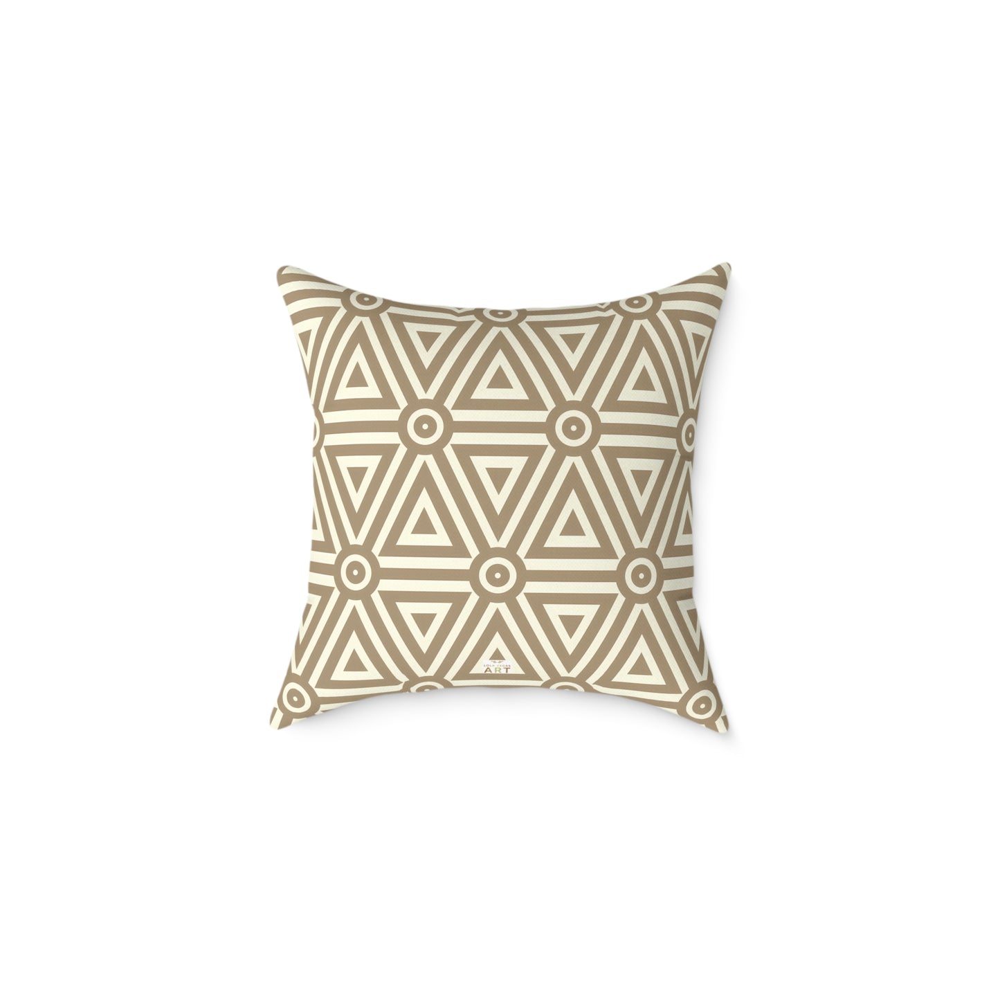 Geometric Triangle Pattern Square Pillow | Neutral Beige Canvas Pillow, Cozy Home Decor, Modern Throw Pillow, Boho Style, Gifts for Her