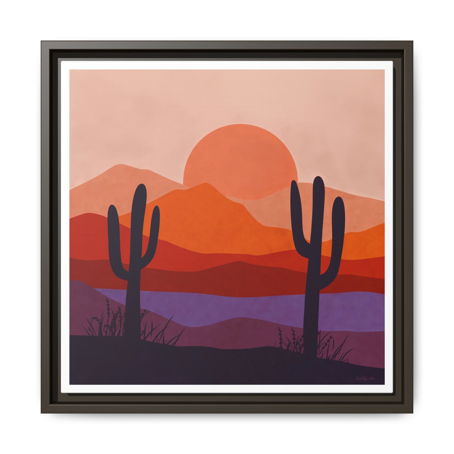 Desert Sunset Framed Canvas Art, Boho Home Decor, Nature Wall Art, Cactus Print, Warm Colorful Wall Decor, Housewarming Gift - LOLA VEGAS ART