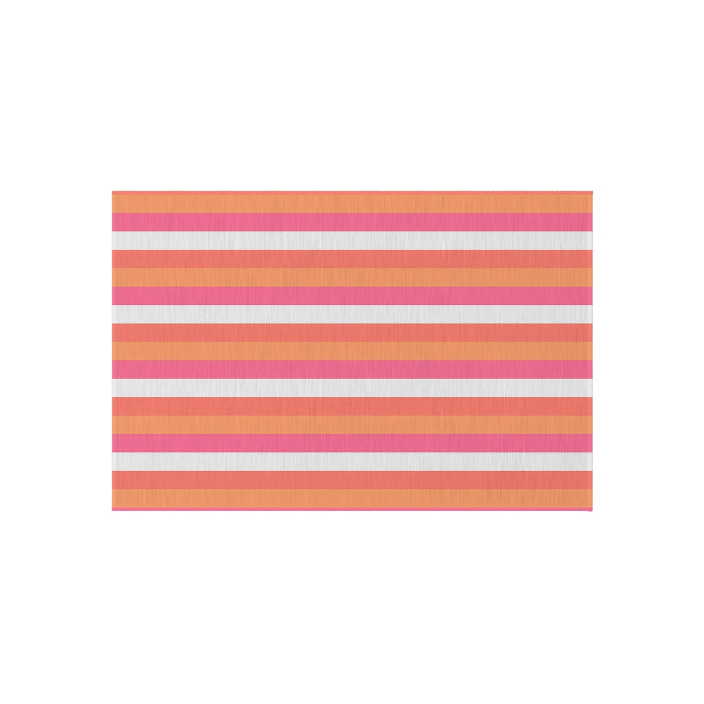 Coral Pink Striped Outdoor Rug | Patio Mat, Water-Resistant
