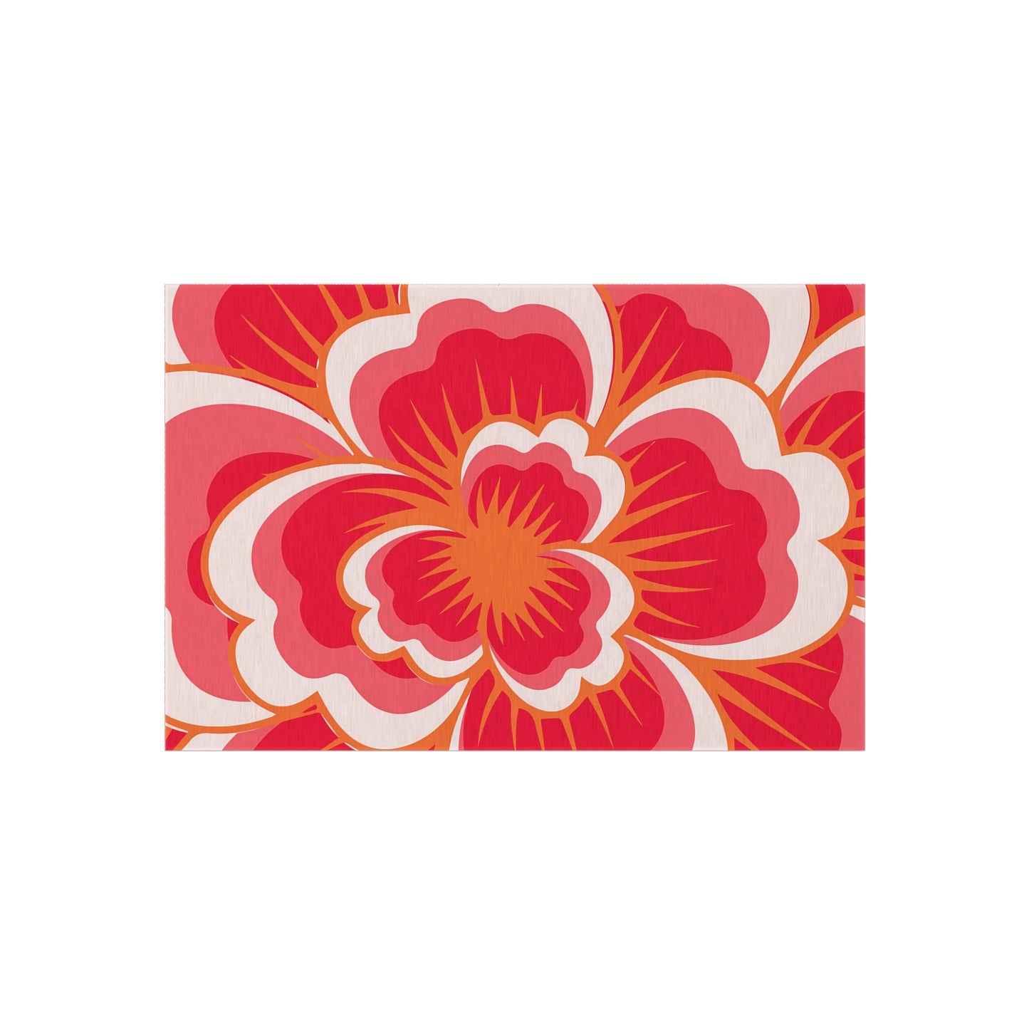 Bold Retro Floral Outdoor/Indoor Rug | Red Pink Hibiscus Pattern