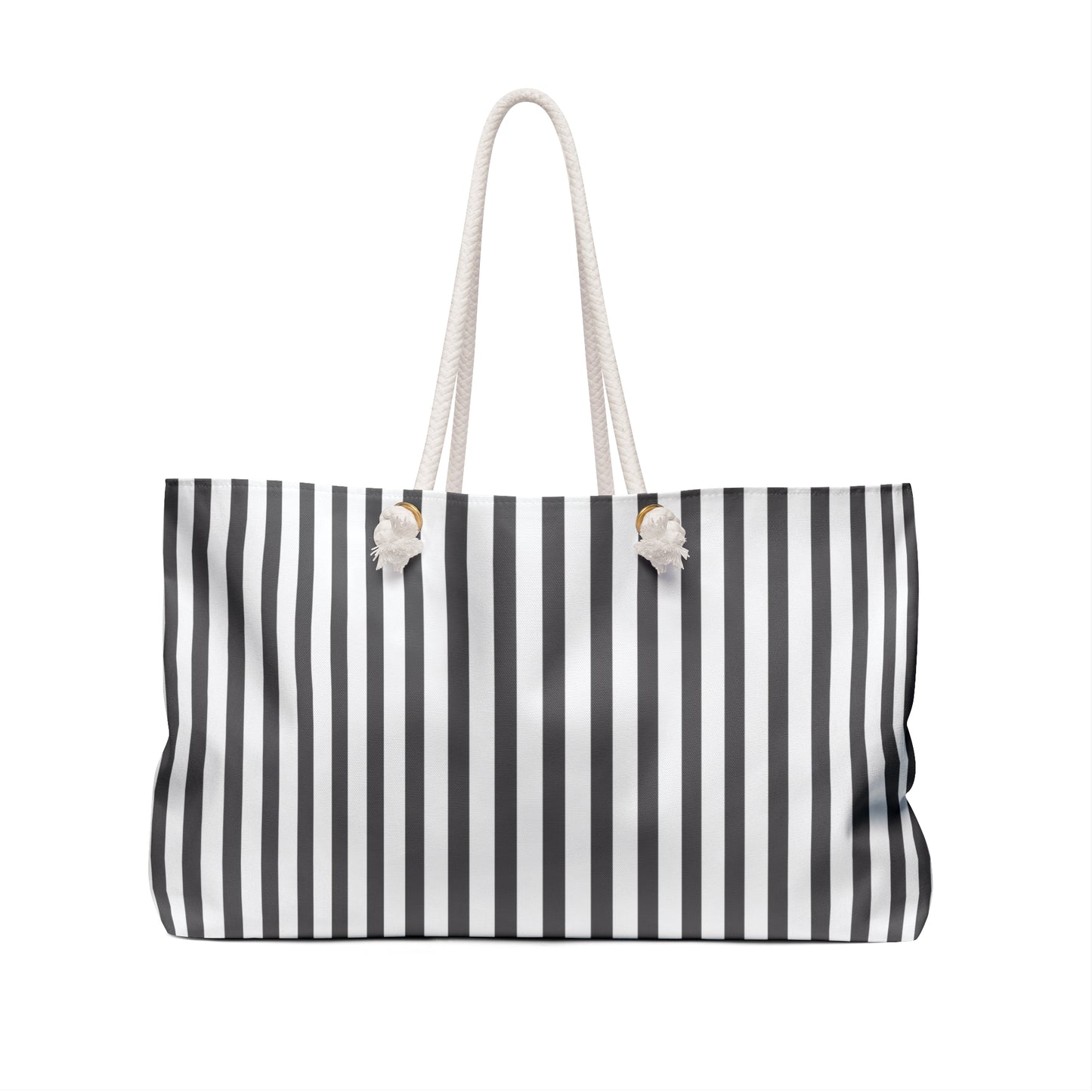 Dark Gray Stylish Striped Weekender Bag for Travel, Beach, Gym, Overnight, Eco-Friendly Tote, Coastal Bag, Preppy Tote Bag