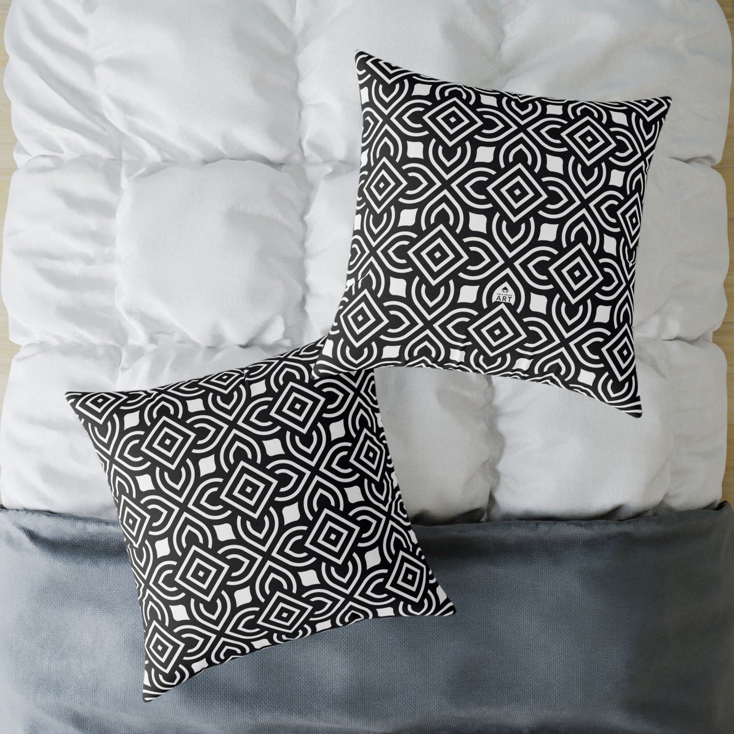 Black White Geometric Pattern Square Pillow | Modern Home Decor, Black and White Accent Cushion, Gift for Homeowners, Cozy Throw Pillow