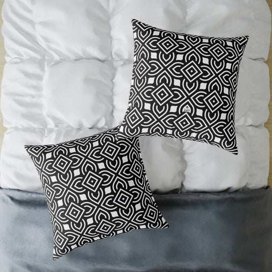Black White Geometric Pattern Square Pillow | Modern Home Decor, Black and White Accent Cushion, Gift for Homeowners, Cozy Throw Pillow