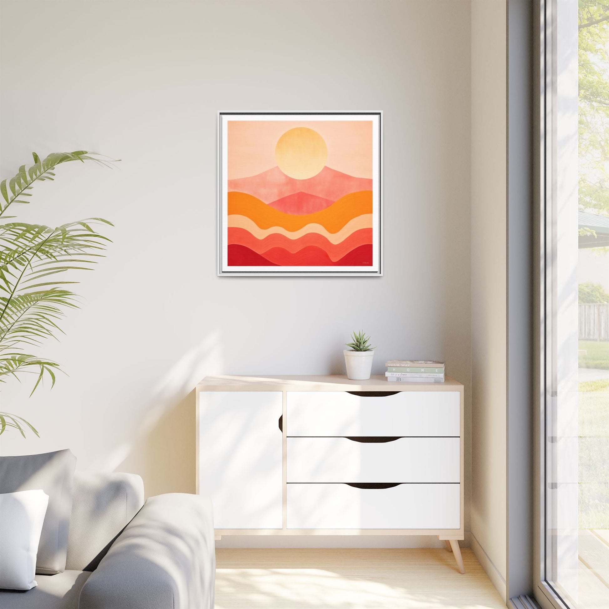 Sunset Mountain Matte Canvas Art Print, Framed Wall Decor, Boho Home Decoration, Gift for Nature Lovers, Colorful Landscape - LOLA VEGAS ART