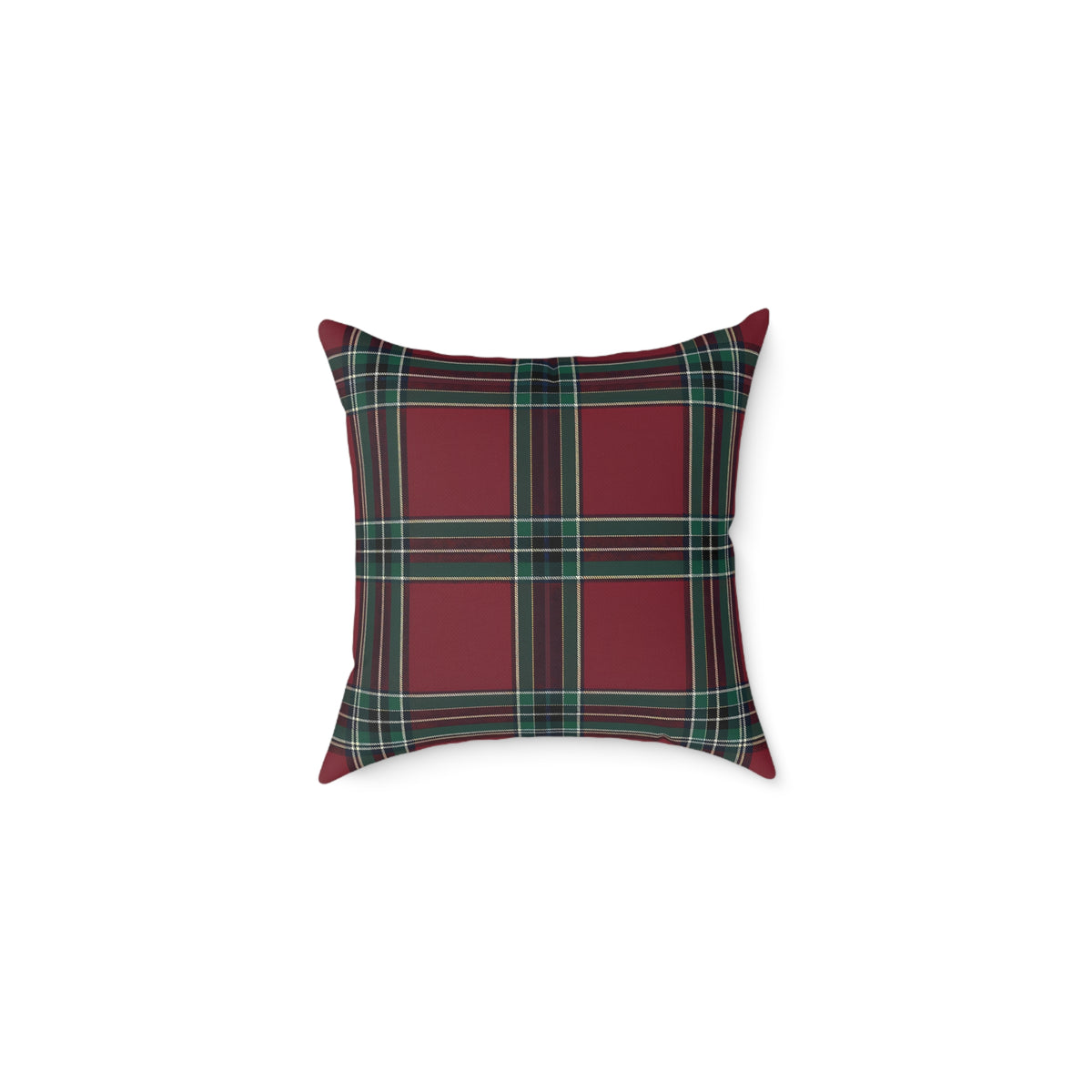 Red Green Purple White Beige Tartan Plaid Square Pillow | Holiday Cabin Decor