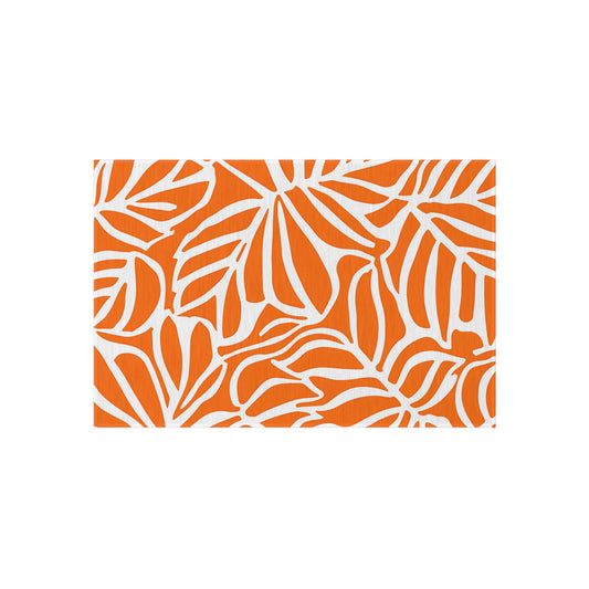 Tropical Leaf Pattern Outdoor/Indoor Rug | Orange White