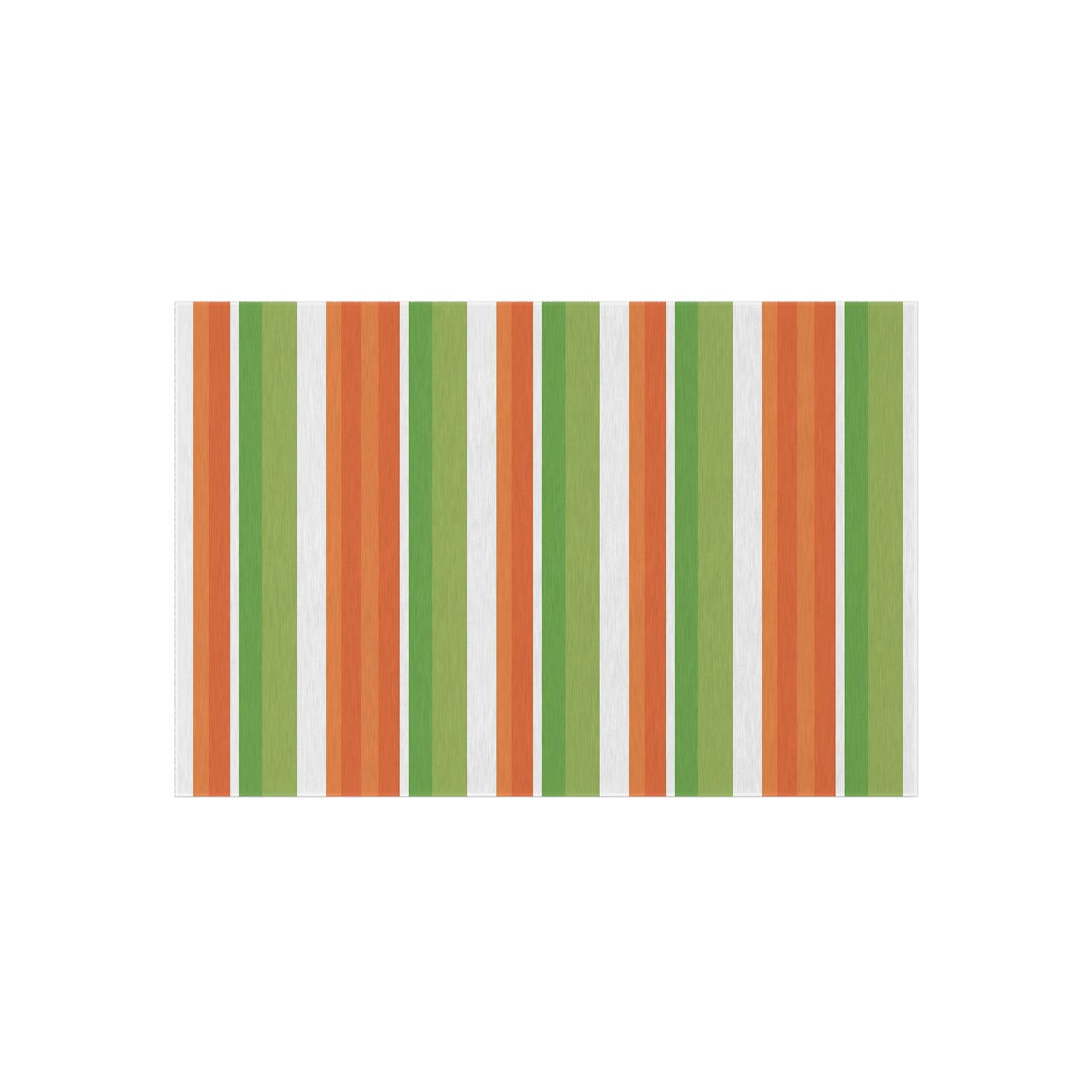 Green Orange White Stripe Outdoor/Indoor Rug | Patio Mat, Weather-Resistant