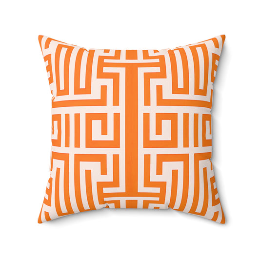 Geometric Patterned Pillow, Bright Orange Accent Cushion for Home Decor, Modern Throw Pillow for Living Room, Cozy Gift Idea