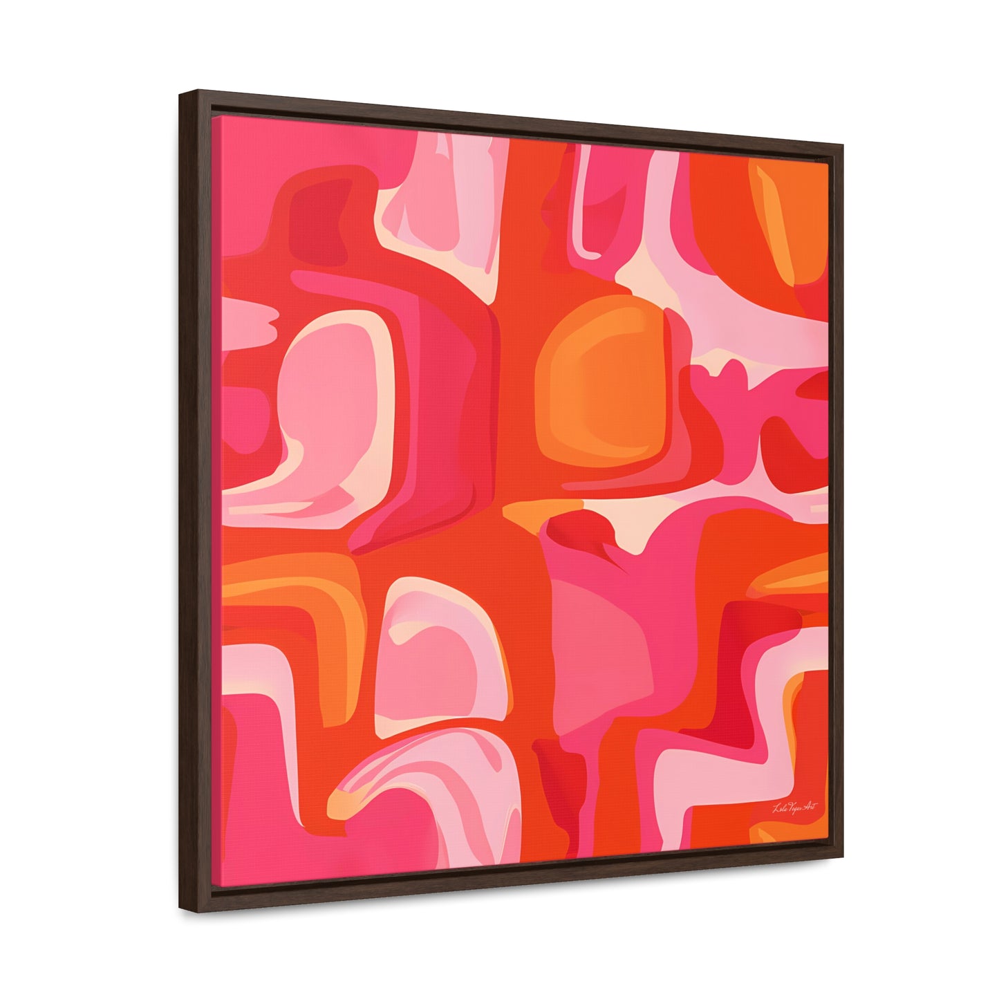 Canvas Wall Art, Pink and Orange Abstract Design, Psychedelic Square Frame Decor, 1960's Vibe Print, Square Gallery Canvas, Home Decor, Wall