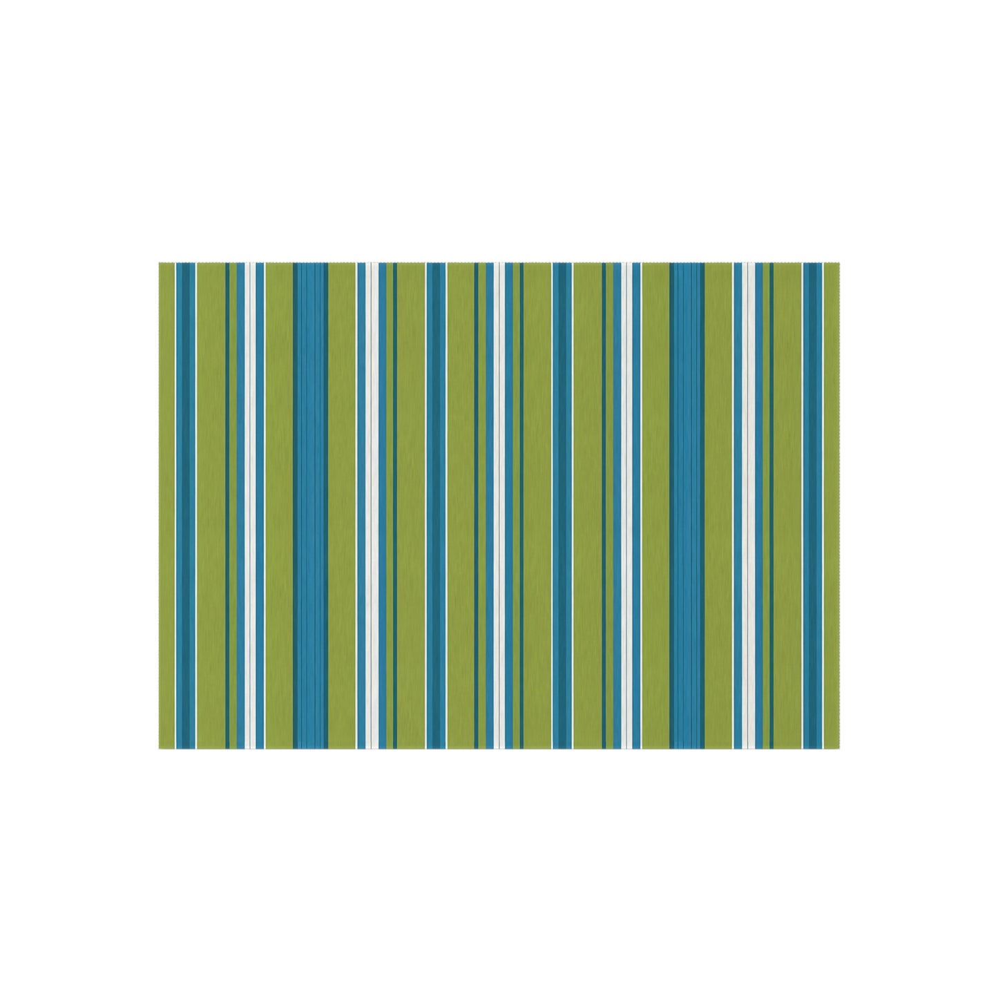 Blue Green White Stripe Outdoor/Indoor Rug | Patio Deck Mat