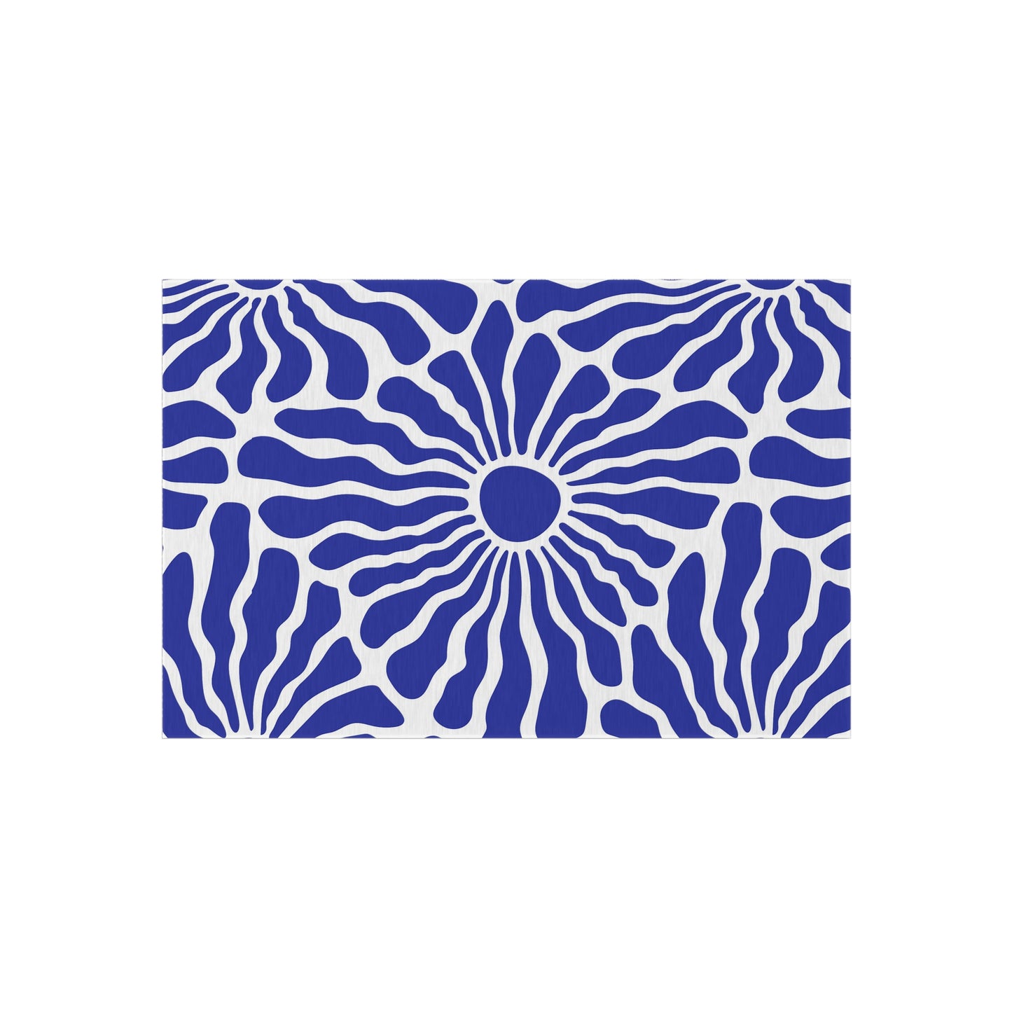 Blue White Radiant Floral Outdoor/Indoor Rug | Patio Mat, Water-Resistant Poolside
