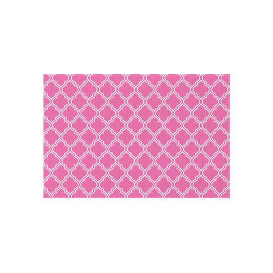 Pink Moroccan Trellis Outdoor/Indoor Rug | Geometric Patio Mat