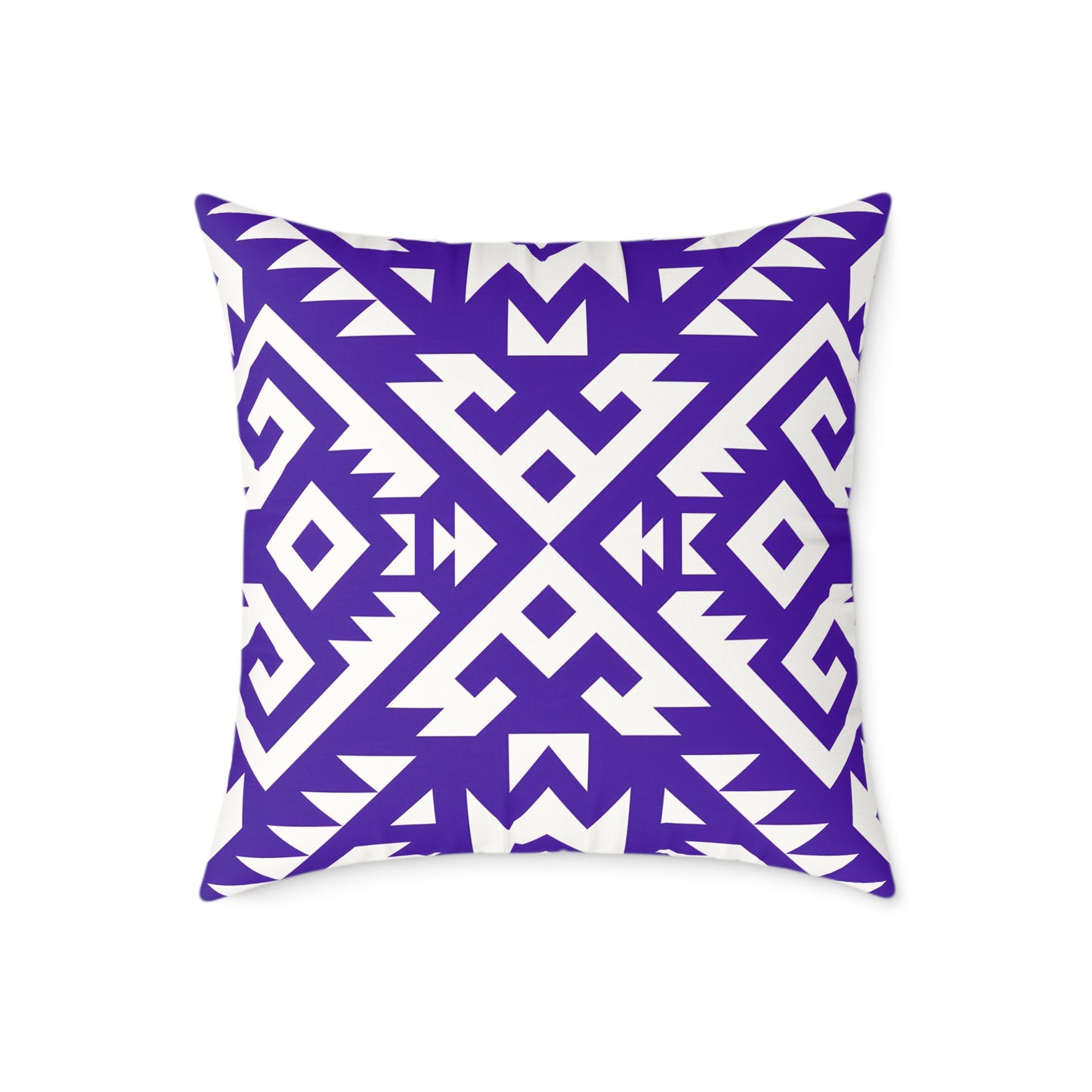Geometric Boho Aztec Pattern Square Pillow | Purple White Tribal Throw Pillow