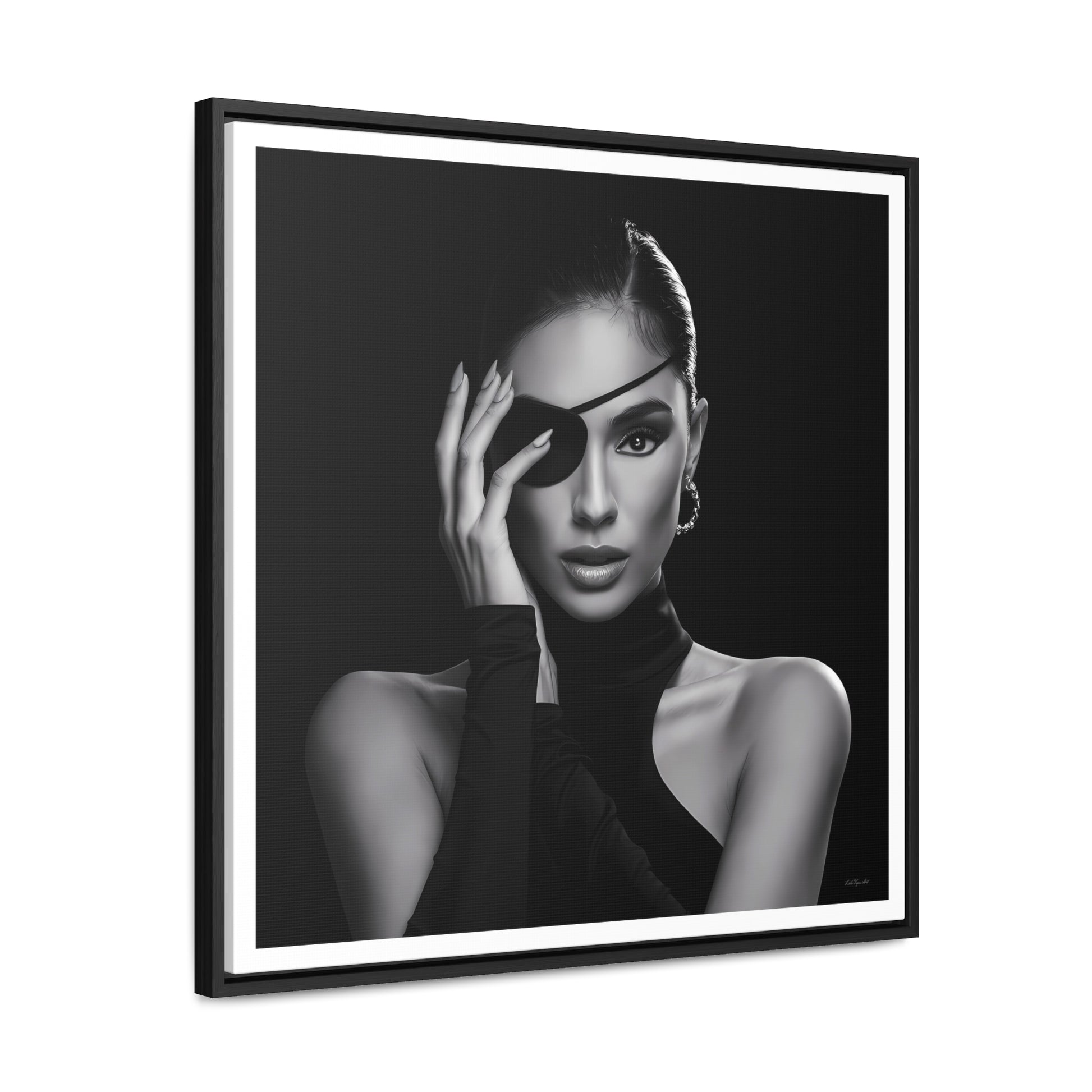 Square Frame Canvas Wall Art, Dramatic Black and White Woman Portrait Home Decor, Gallery Canvas Print, Fine Art Photography, Square Frame - LOLA VEGAS ART