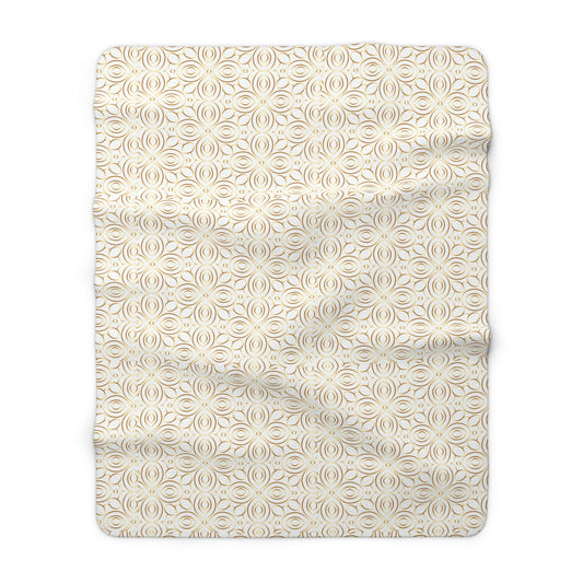 Gold Geometric Circles Sherpa Blanket | Cozy Fleece Throw