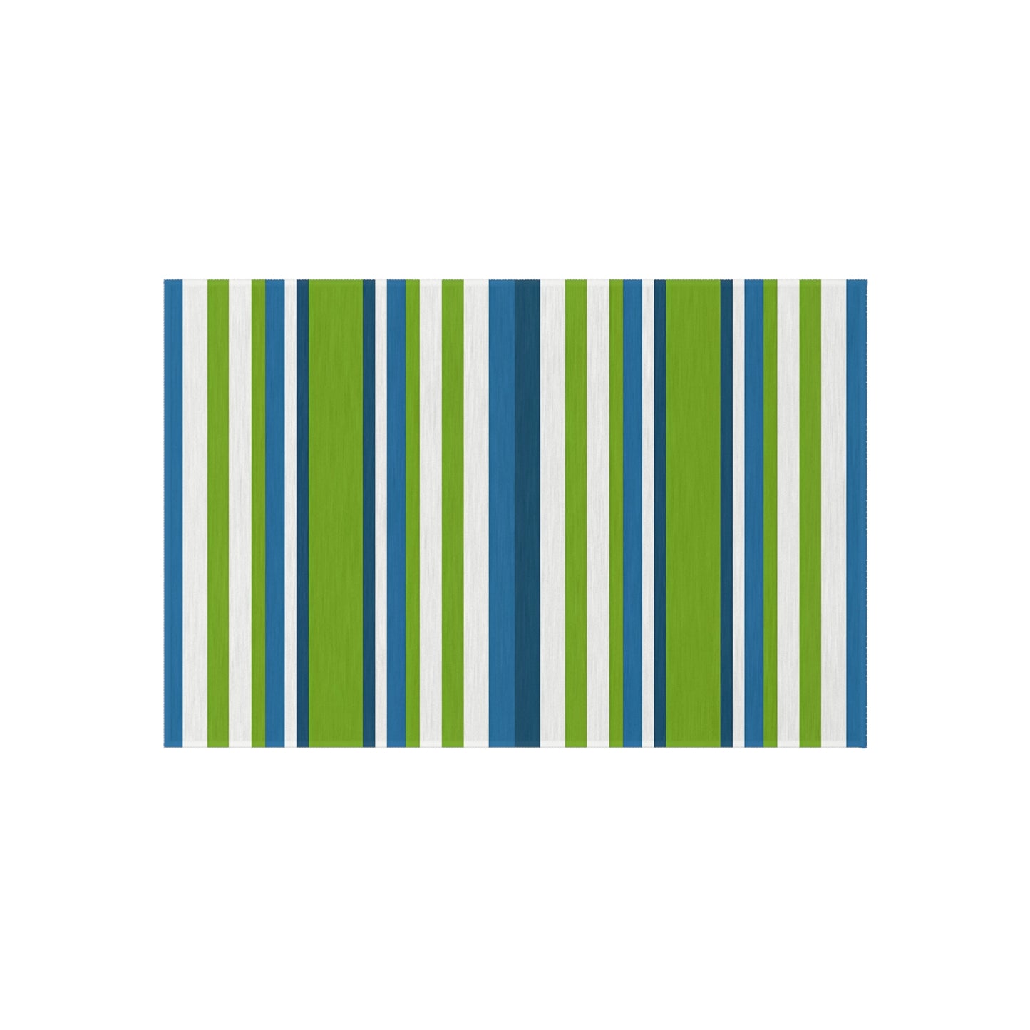 Blue Green Stripe Outdoor/Indoor Rug | Patio Mat, Deck Striped Rug
