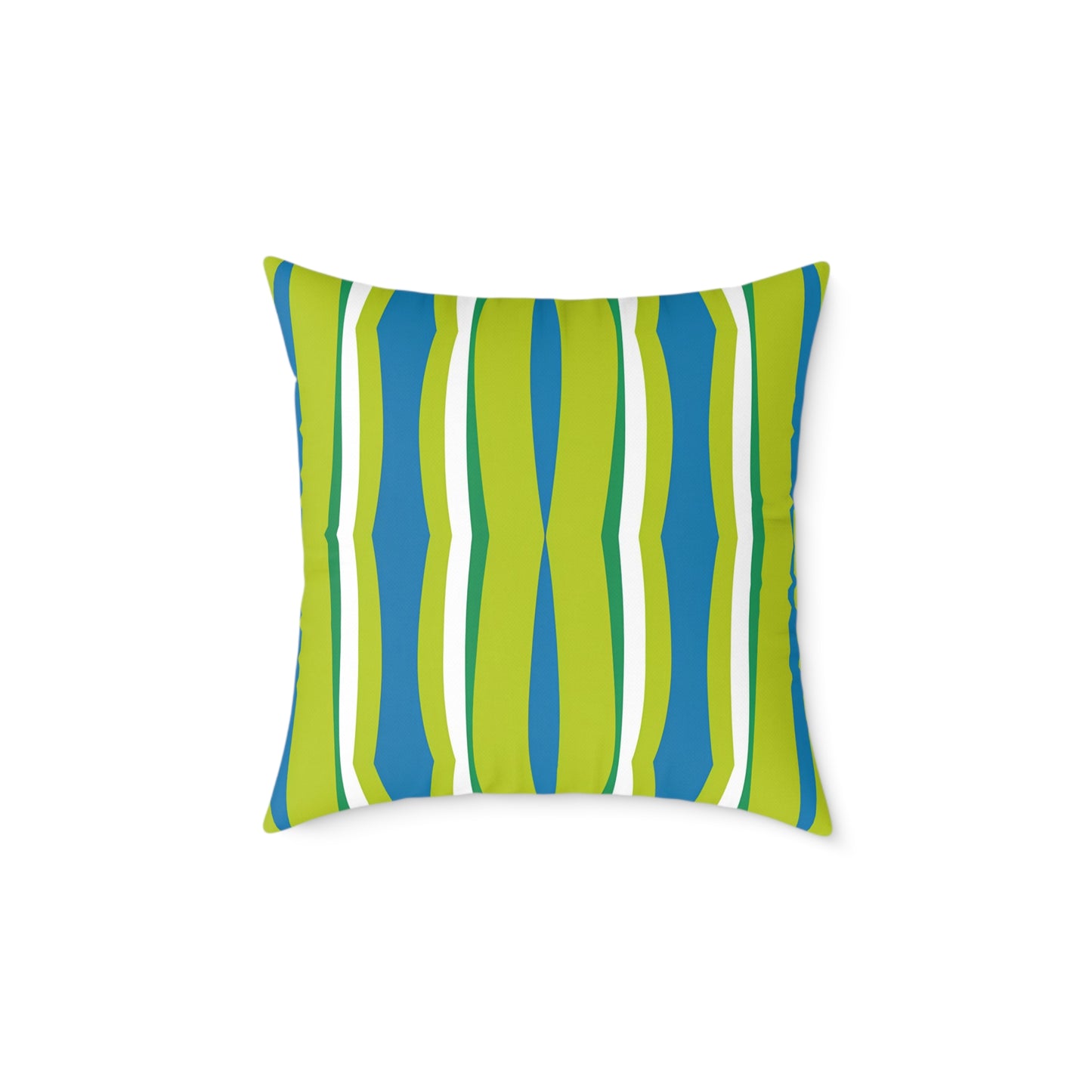Green Blue Wavy Stripes Square Pillow | Modern Geometric Throw Pillow